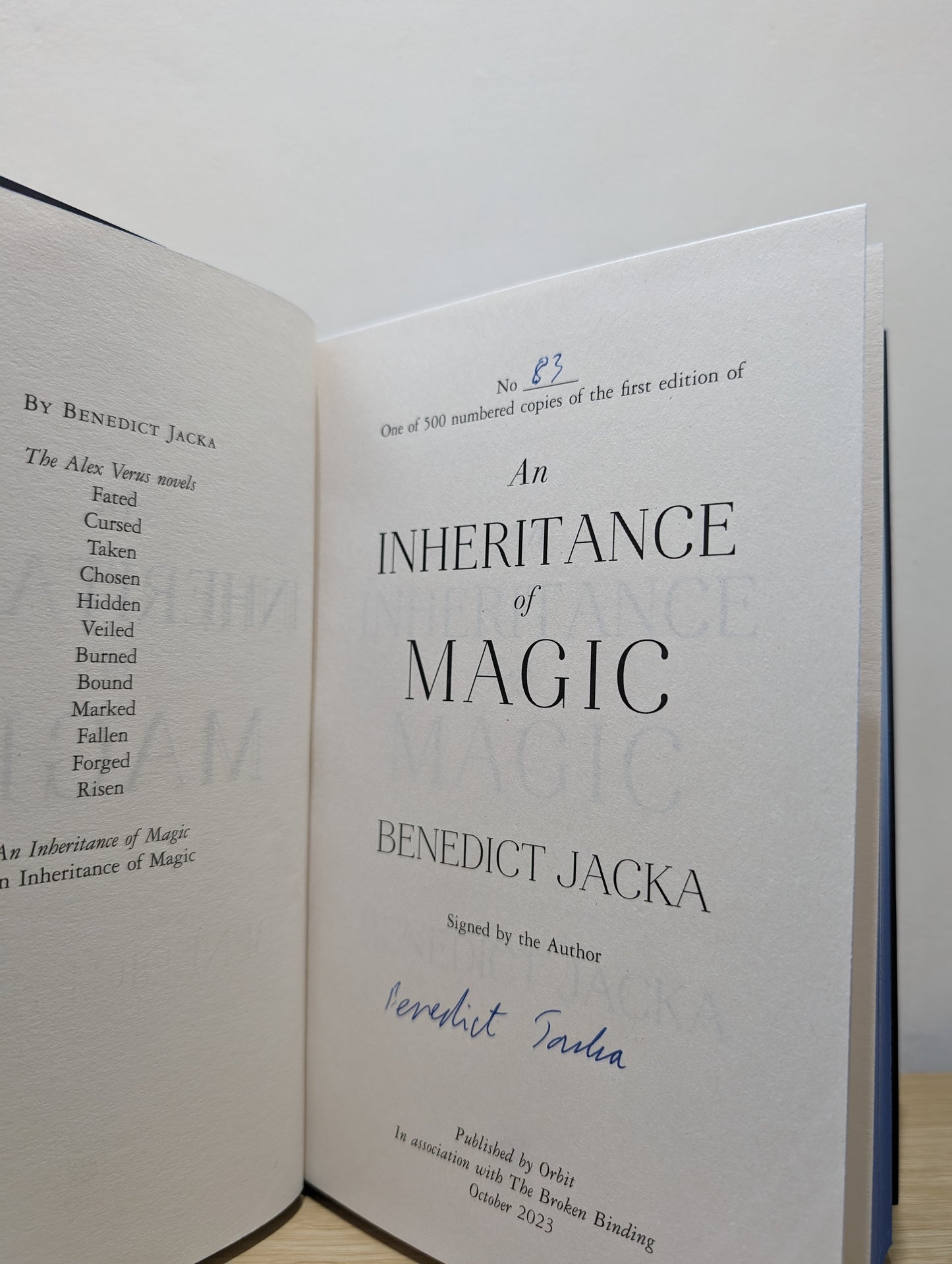 An Inheritance of Magic: Book 1 in a new dark fantasy series by the author of the million-copy-selling Alex Verus novels (The Inheritance of Magic Series) (Signed First Edition with sprayed edges)