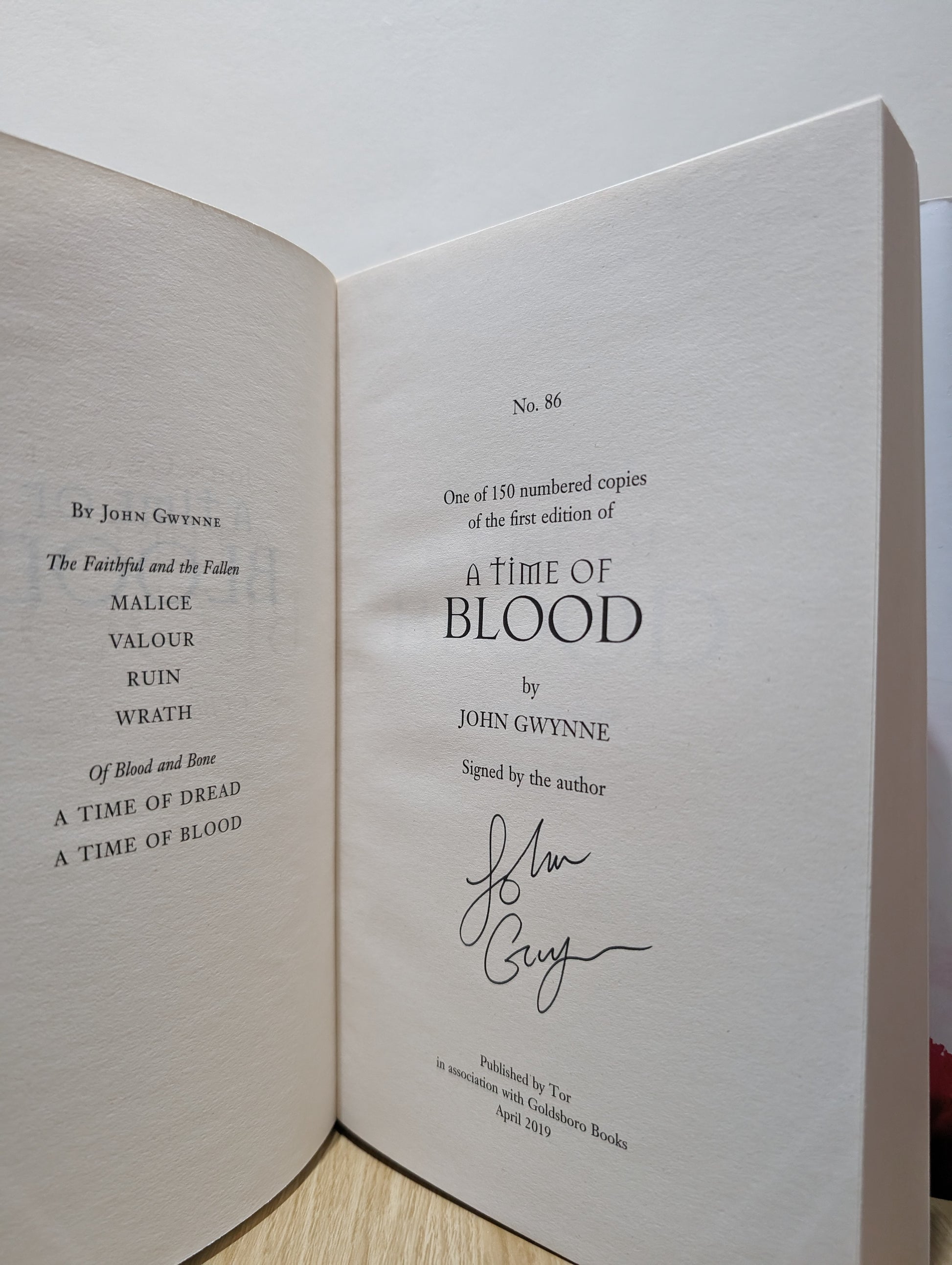 Of Blood and Bone 1-3: A Time of Dread; A Time of Blood; A Time of Courage (Signed First Edition Set)