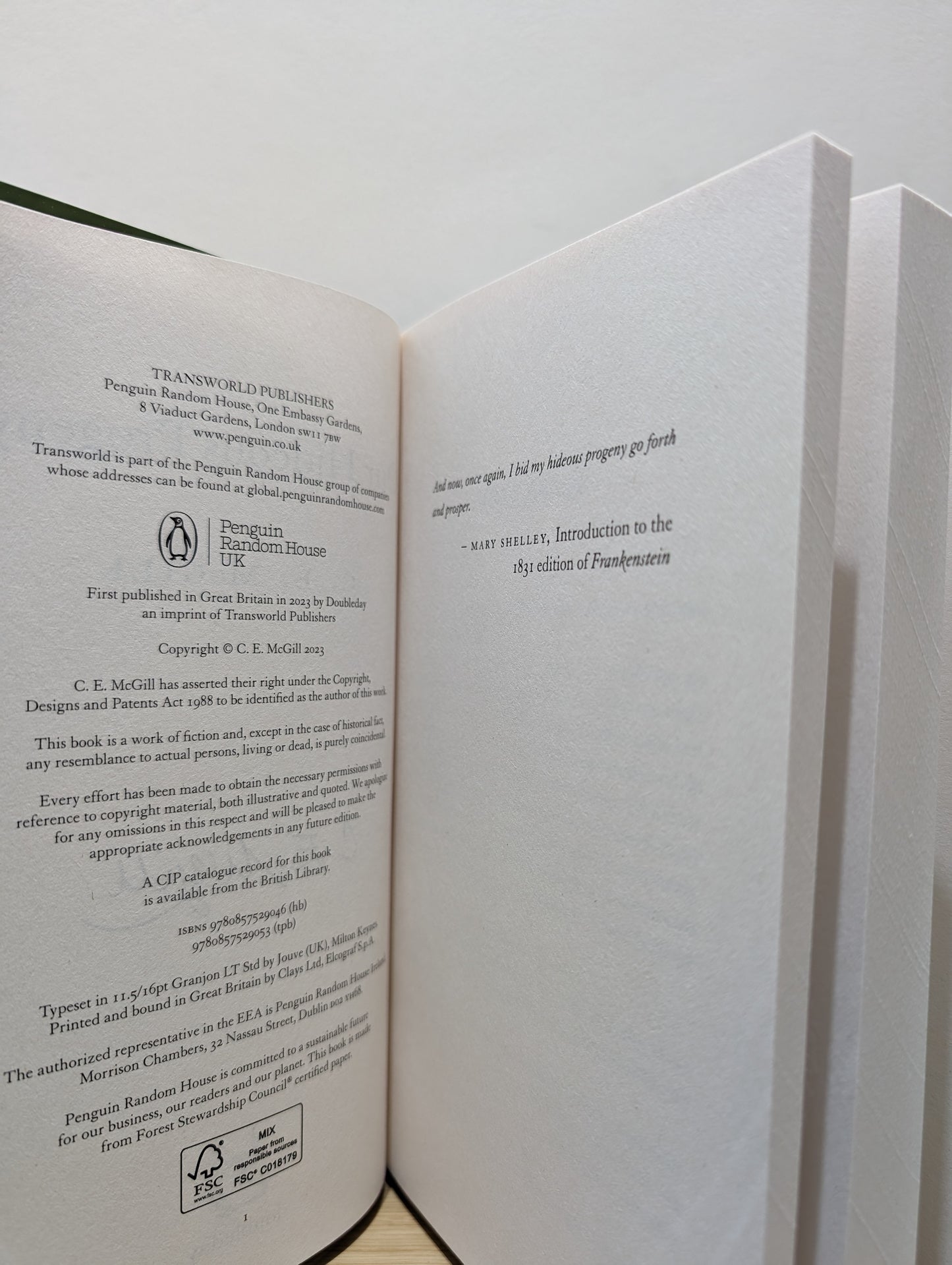 Our Hideous Progeny: A sumptuous gothic adventure story with echoes of Mary Shelley's Frankenstein (Signed First Edition)