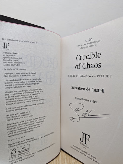 The Crucible of Chaos: A Novel of the Court of Shadows (Signed Numbered First Edition with sprayed edges)