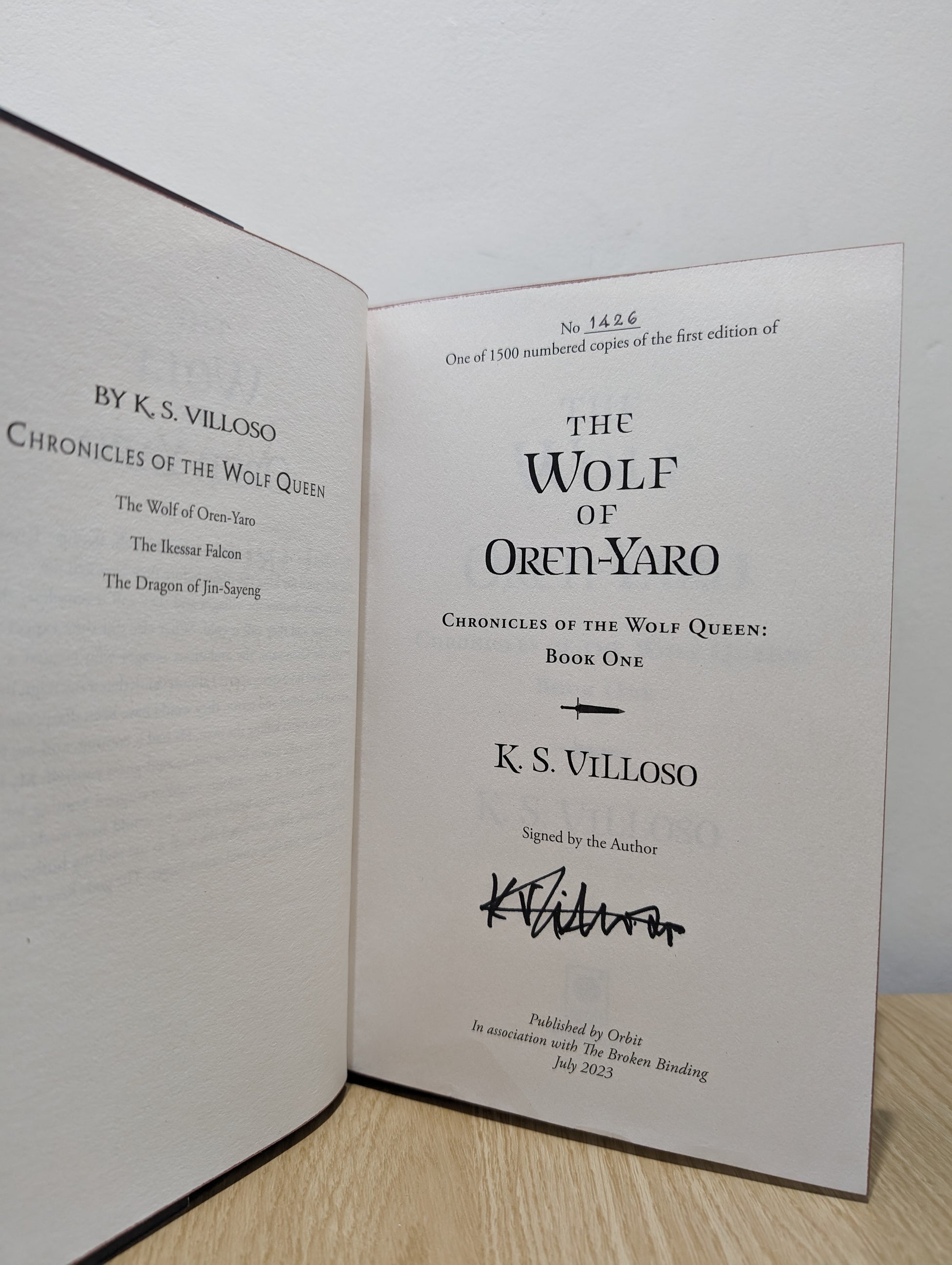 Chronicles of the Wolf Queen Series: The Wolf of Oren-Yaro; The Ikessar Falcon; The Dragon of Jin-Sayeng (Signed Set with sprayed edges)