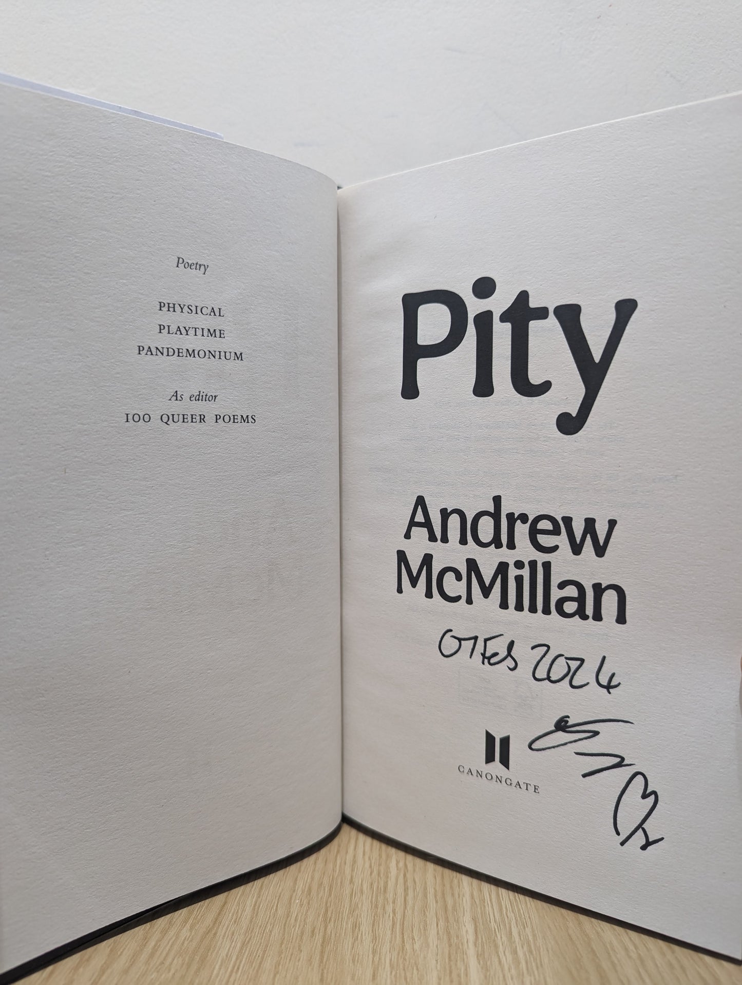 Pity (Signed Dated First Edition)