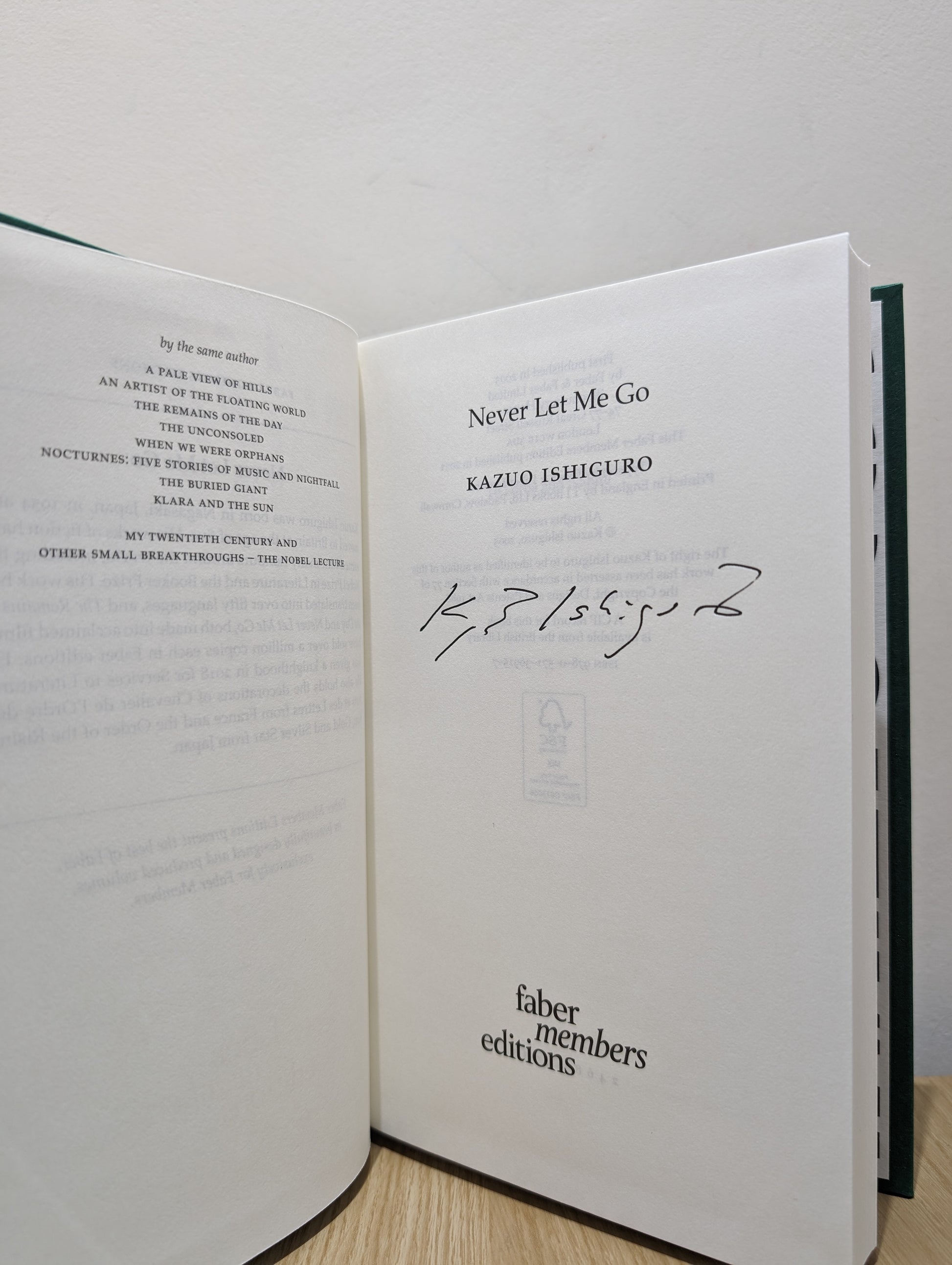 Never Let Me Go (Signed to Title Page)