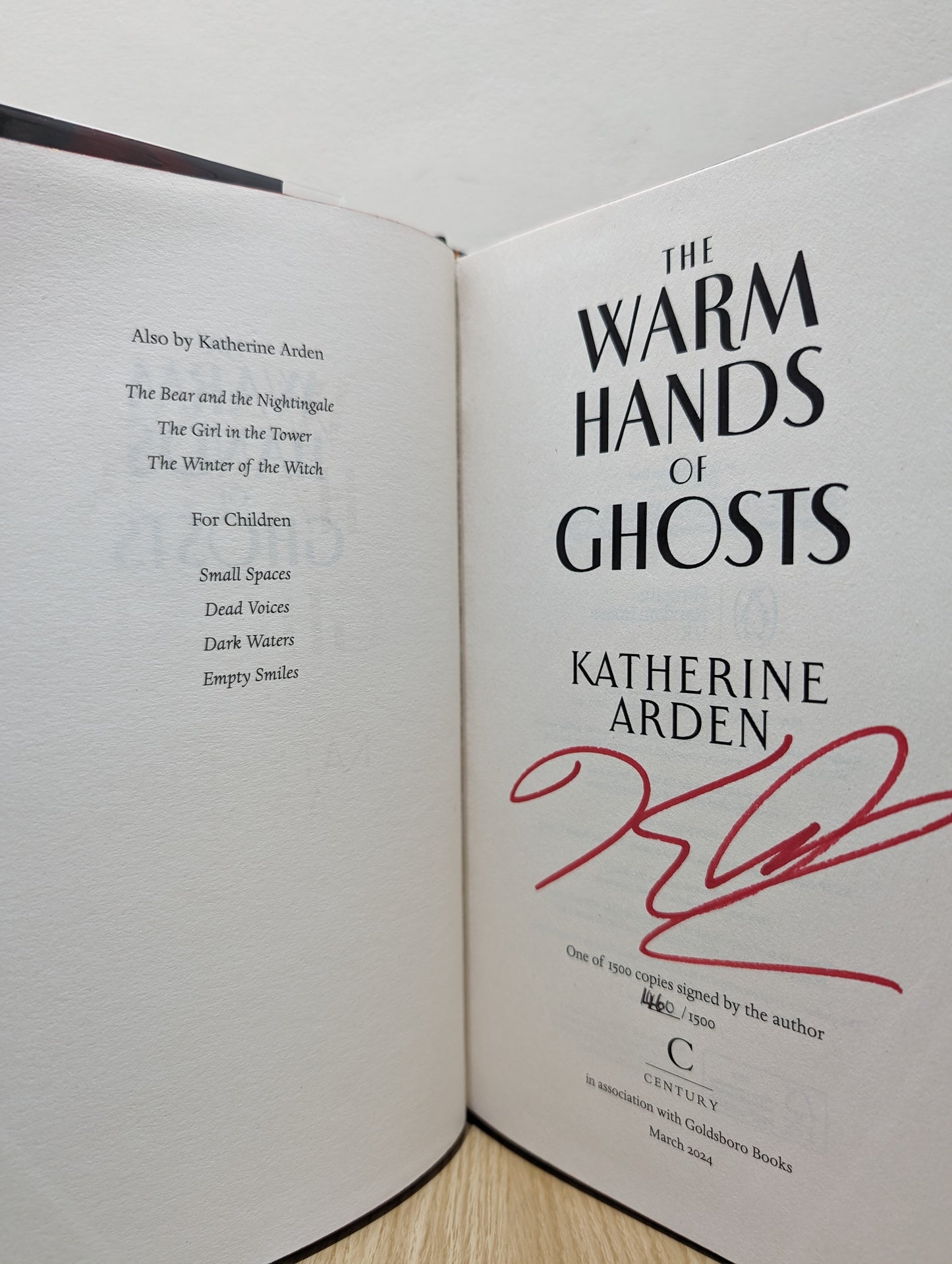 The Warm Hands of Ghosts (Signed Numbered First Edition with sprayed edges)