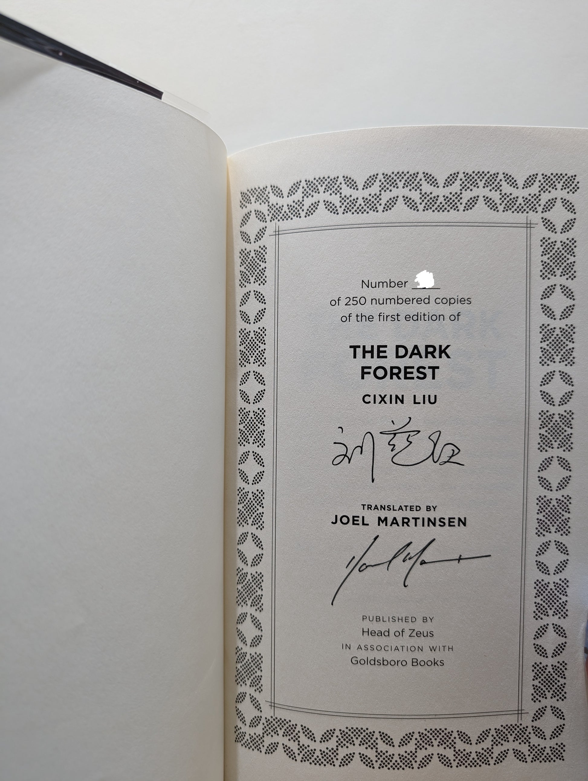 The Three-Body Problem, The Dark Forest, Death's End; The Redemption of Time (Double Signed First Edition Set)