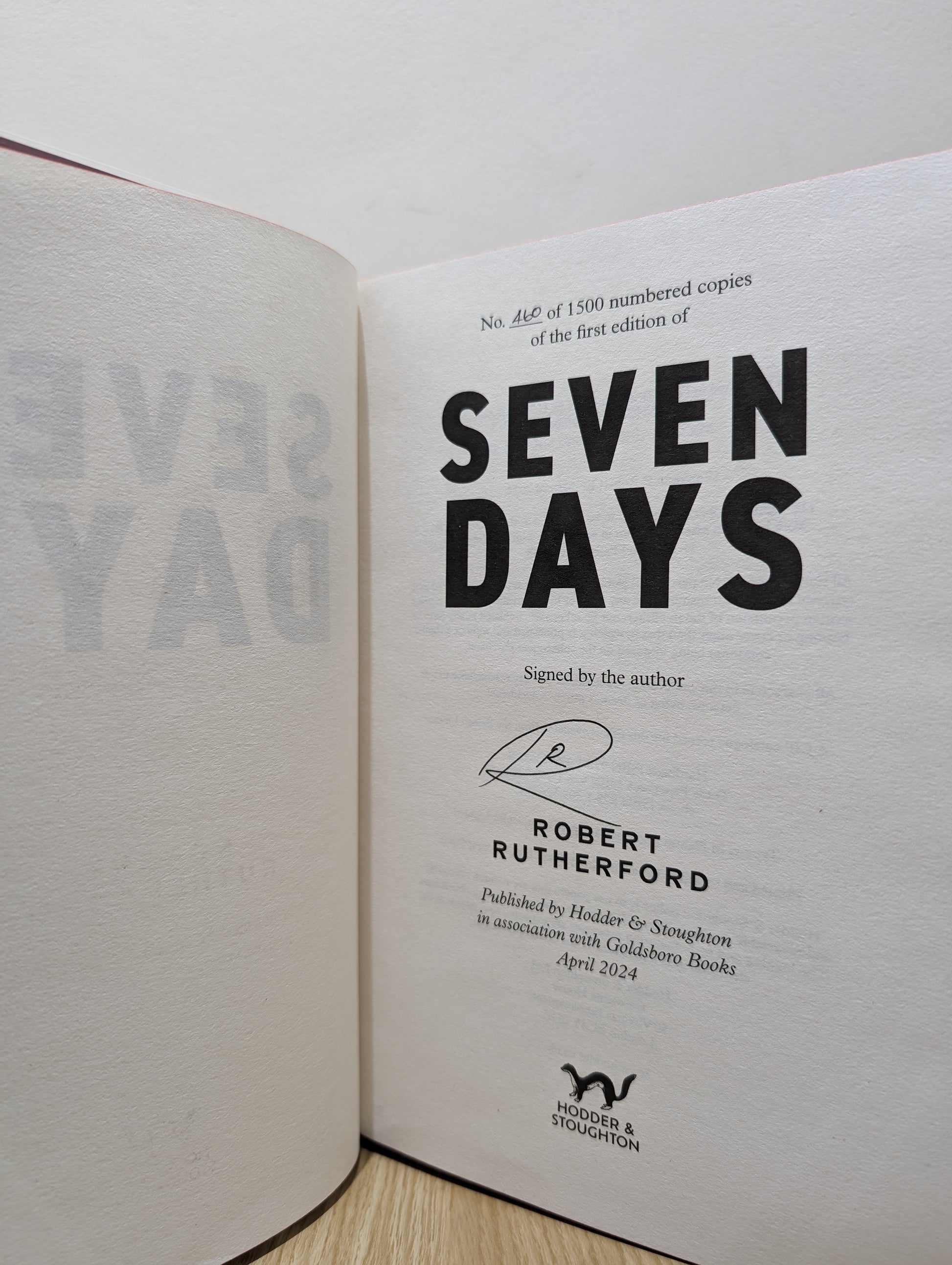 Seven Days (Signed Numbered First Edition with sprayed edges)