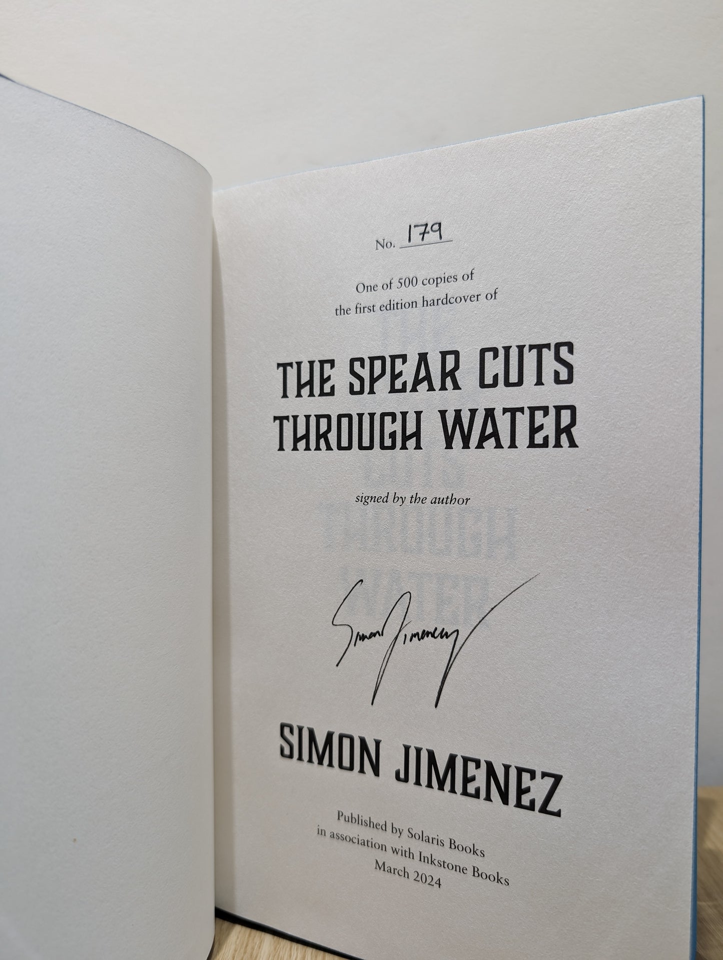 Spear Cuts Through Water (Signed First Edition with sprayed edges)