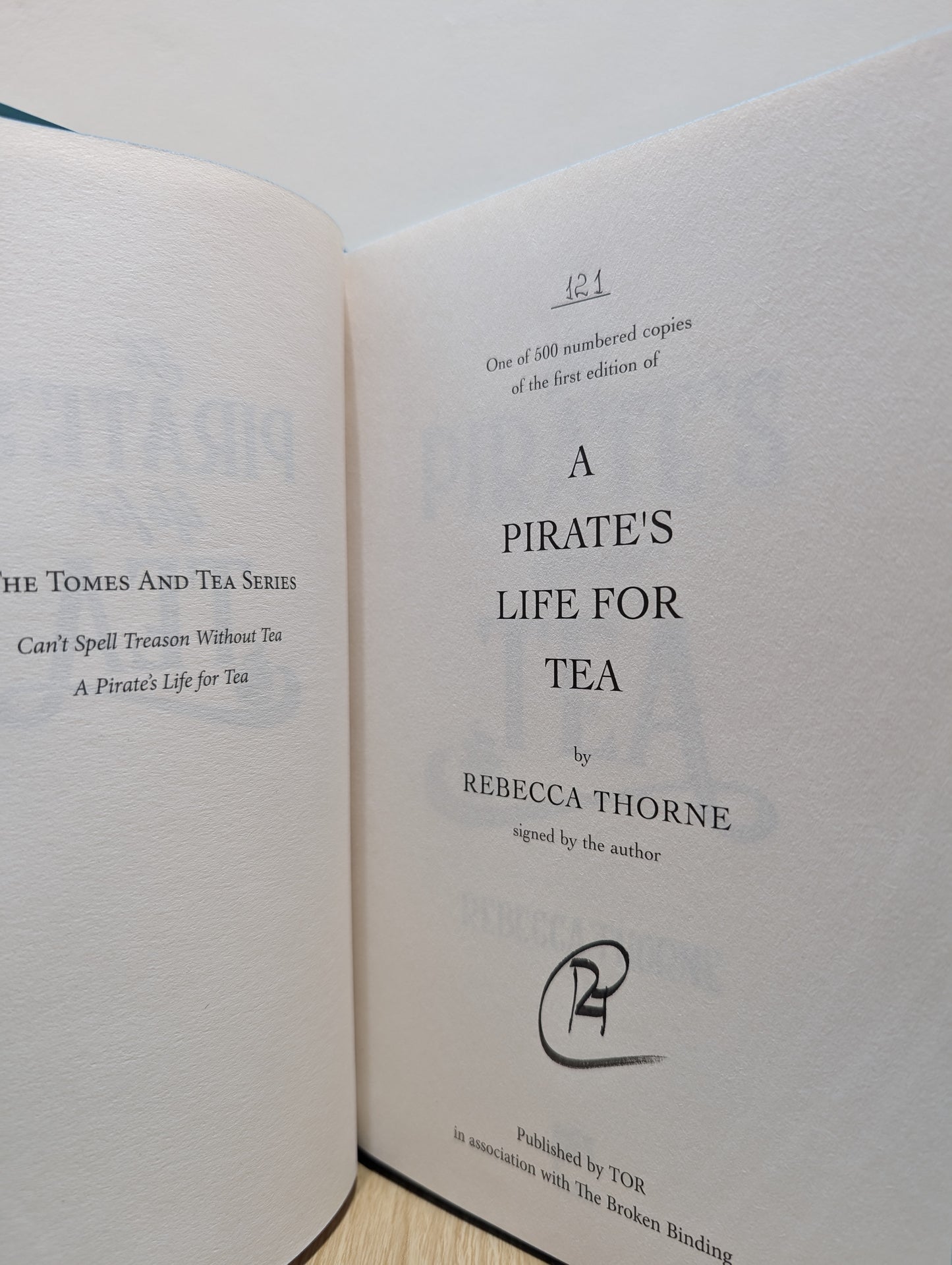 Can't Spell Treason Without Tea; A Pirate's Life for Tea (Tomes & Tea 1-2) (Signed Numbered First Edition with sprayed edges)