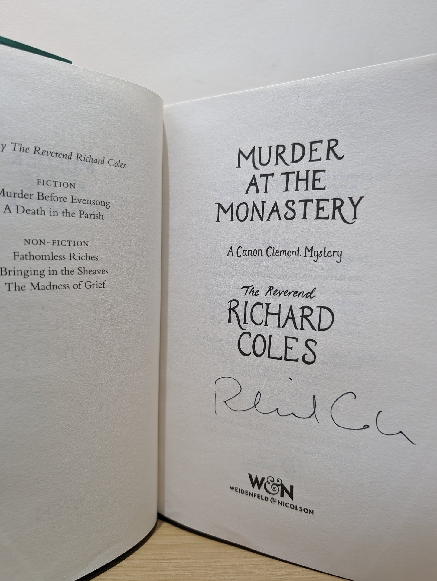 Murder at the Monastery (Canon Clement Mystery 3) (Signed First Edition)