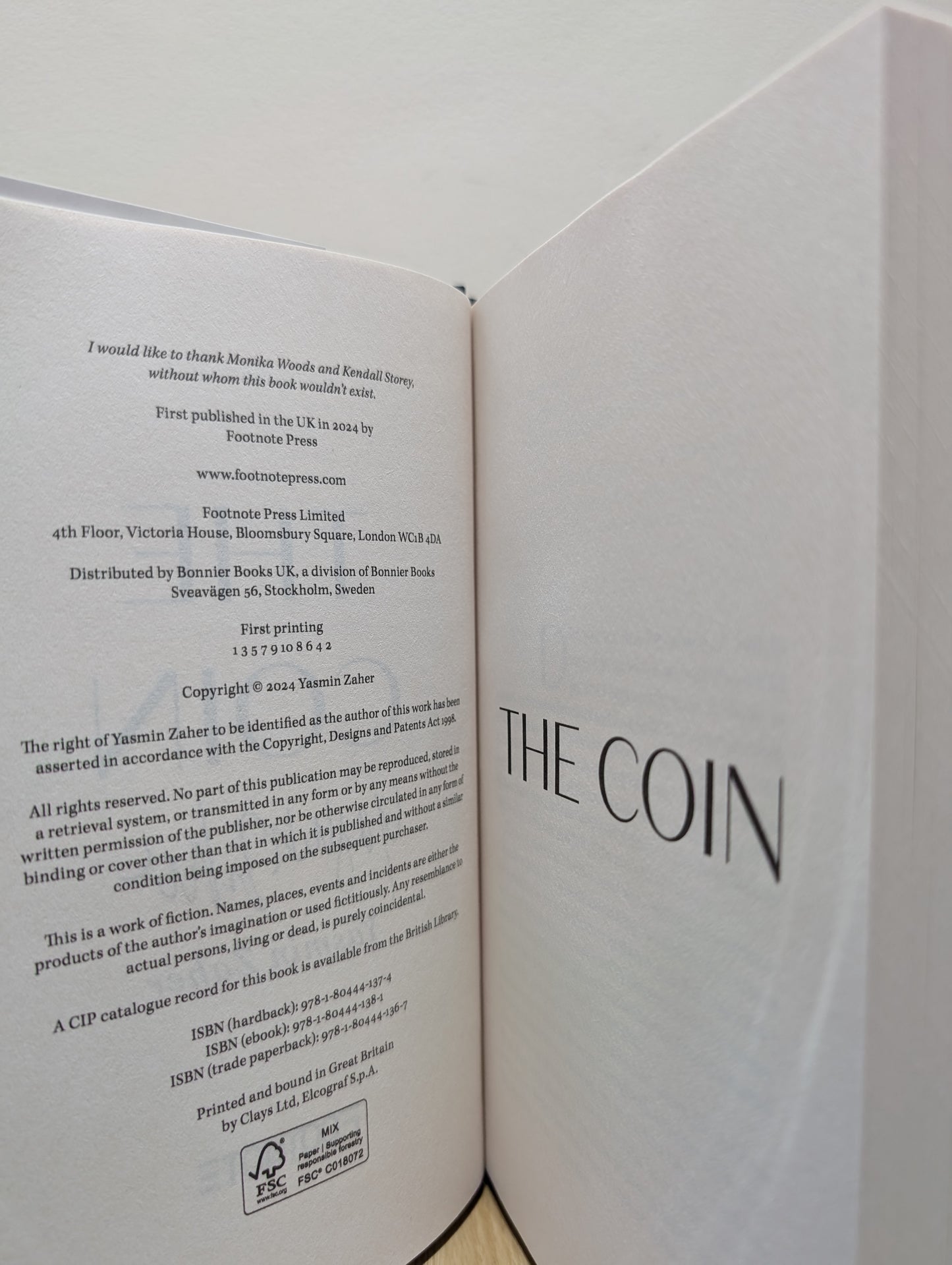 The Coin: A Novel (Signed First Edition)