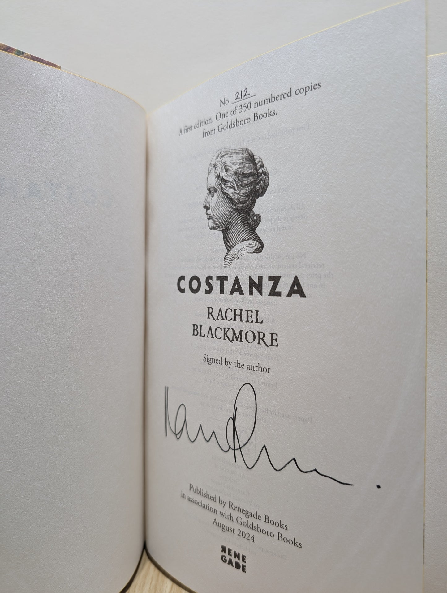 Costanza (Signed First Edition with sprayed edges)