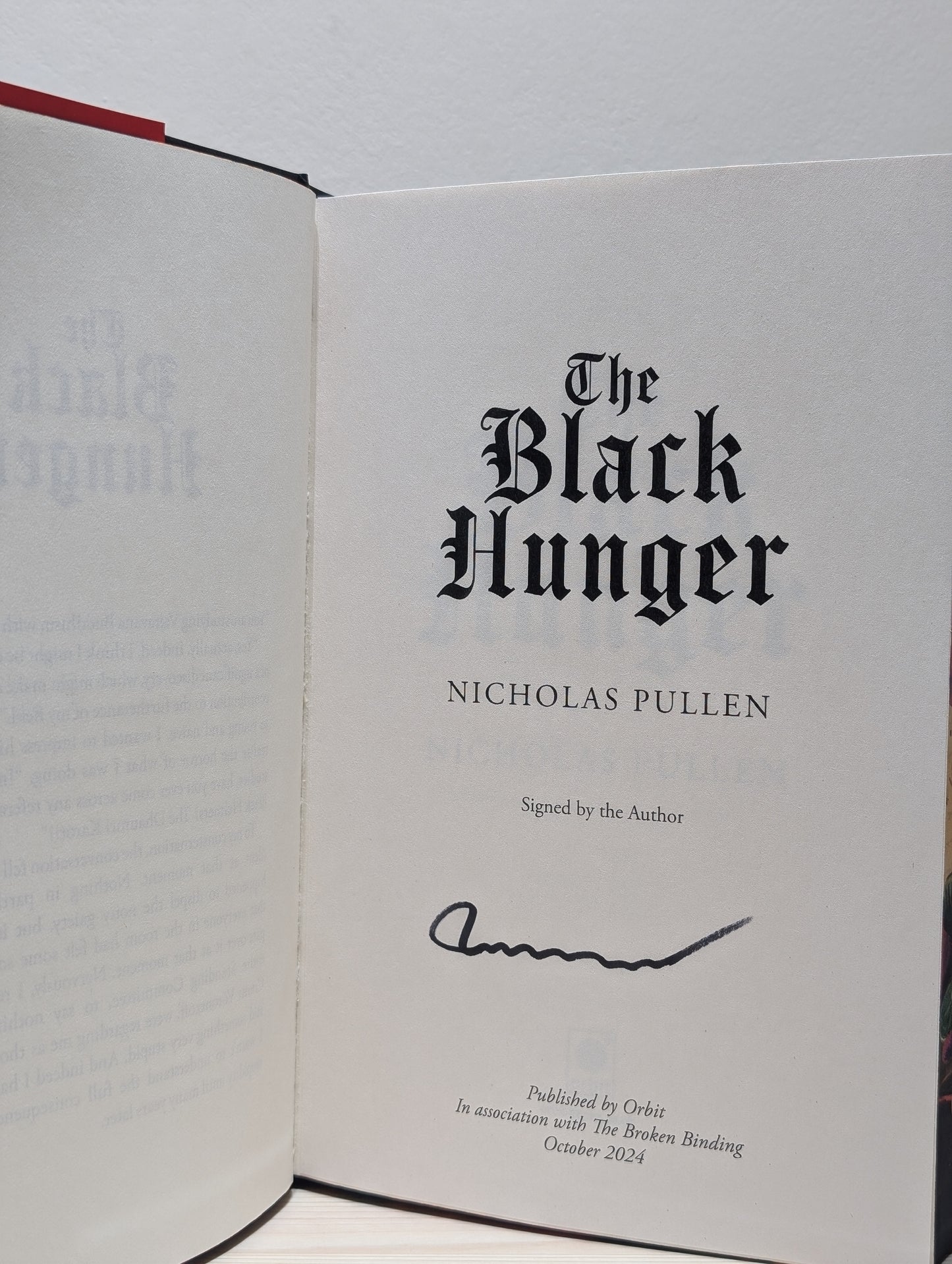 The Black Hunger (Signed First Edition with sprayed edges)