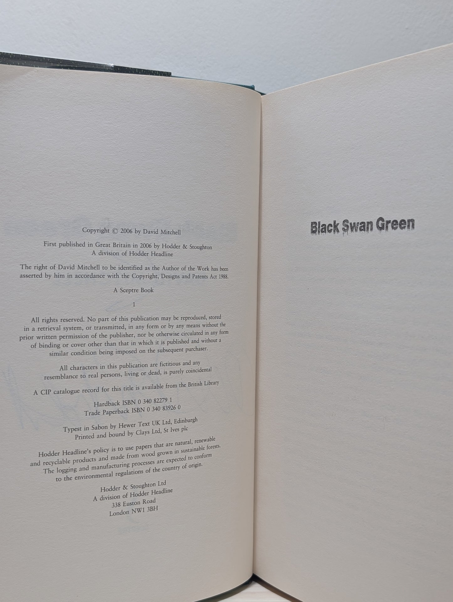 Black Swan Green (Signed First Edition)