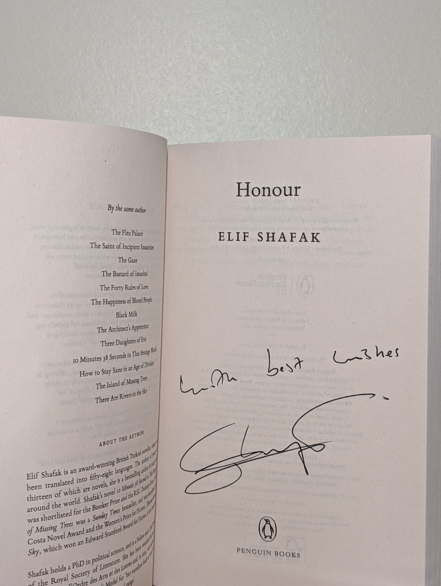 Honour by Elif Shafak (Signed)