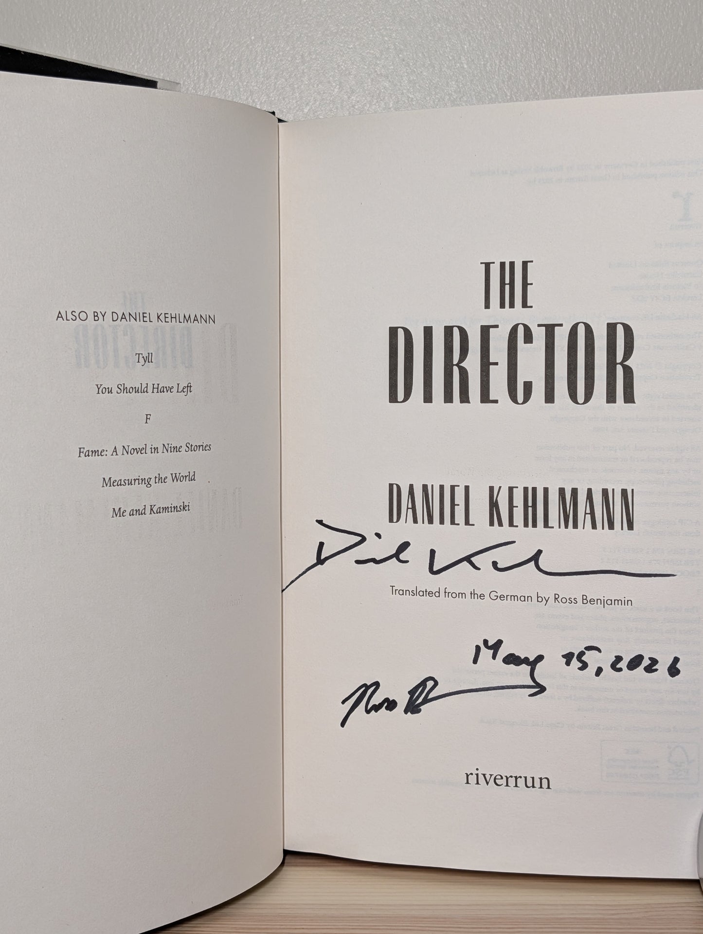 The Director by Daniel Kehlmann (Signed Dated First Edition)