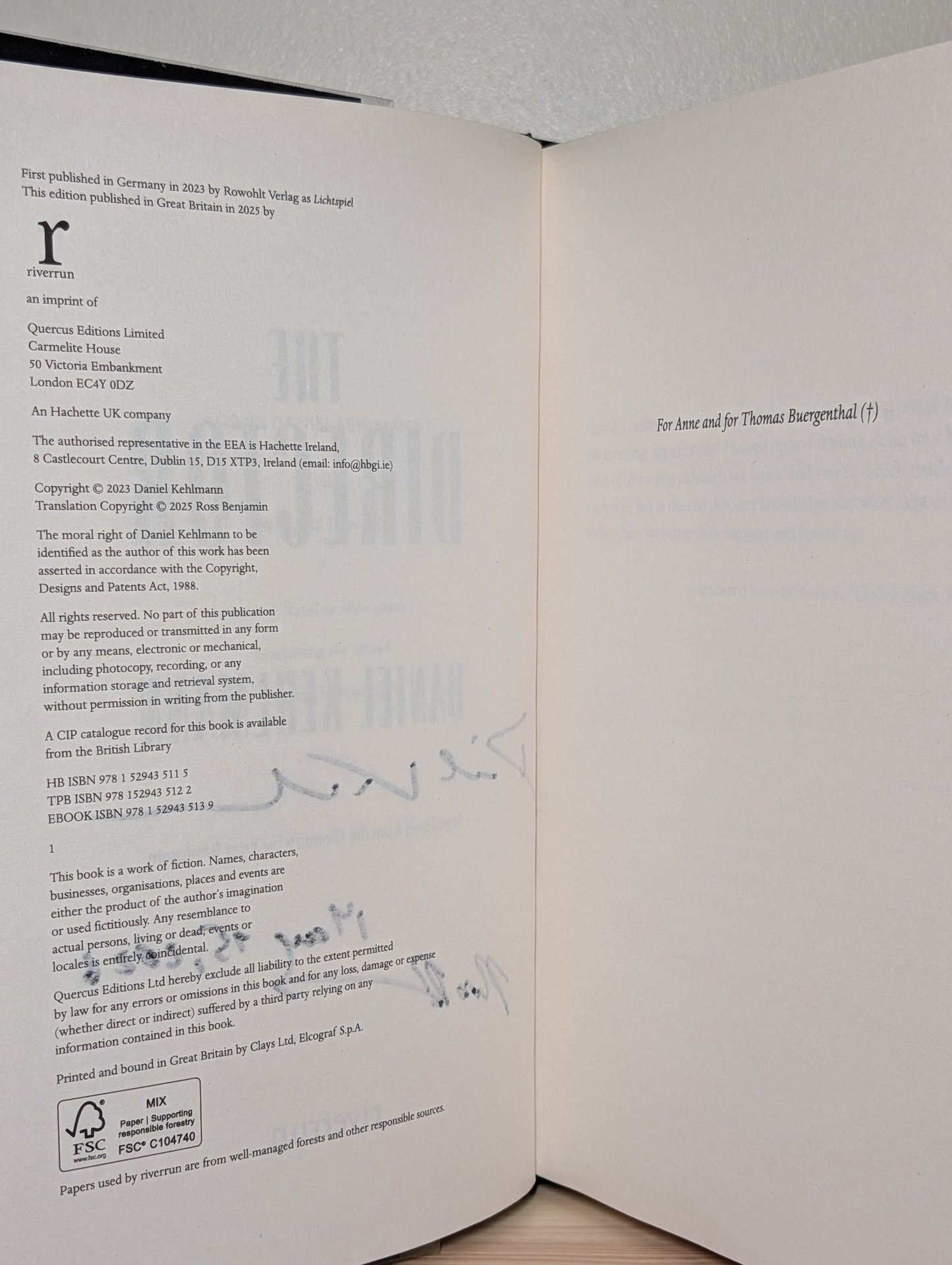 The Director by Daniel Kehlmann (Signed Dated First Edition)