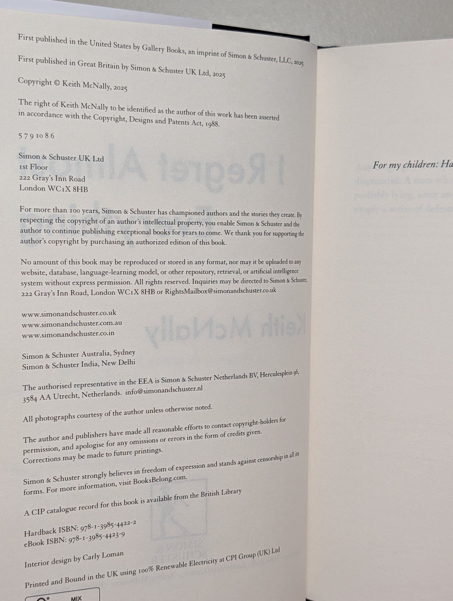 I Regret Almost Everything by Keith McNally (Signed)