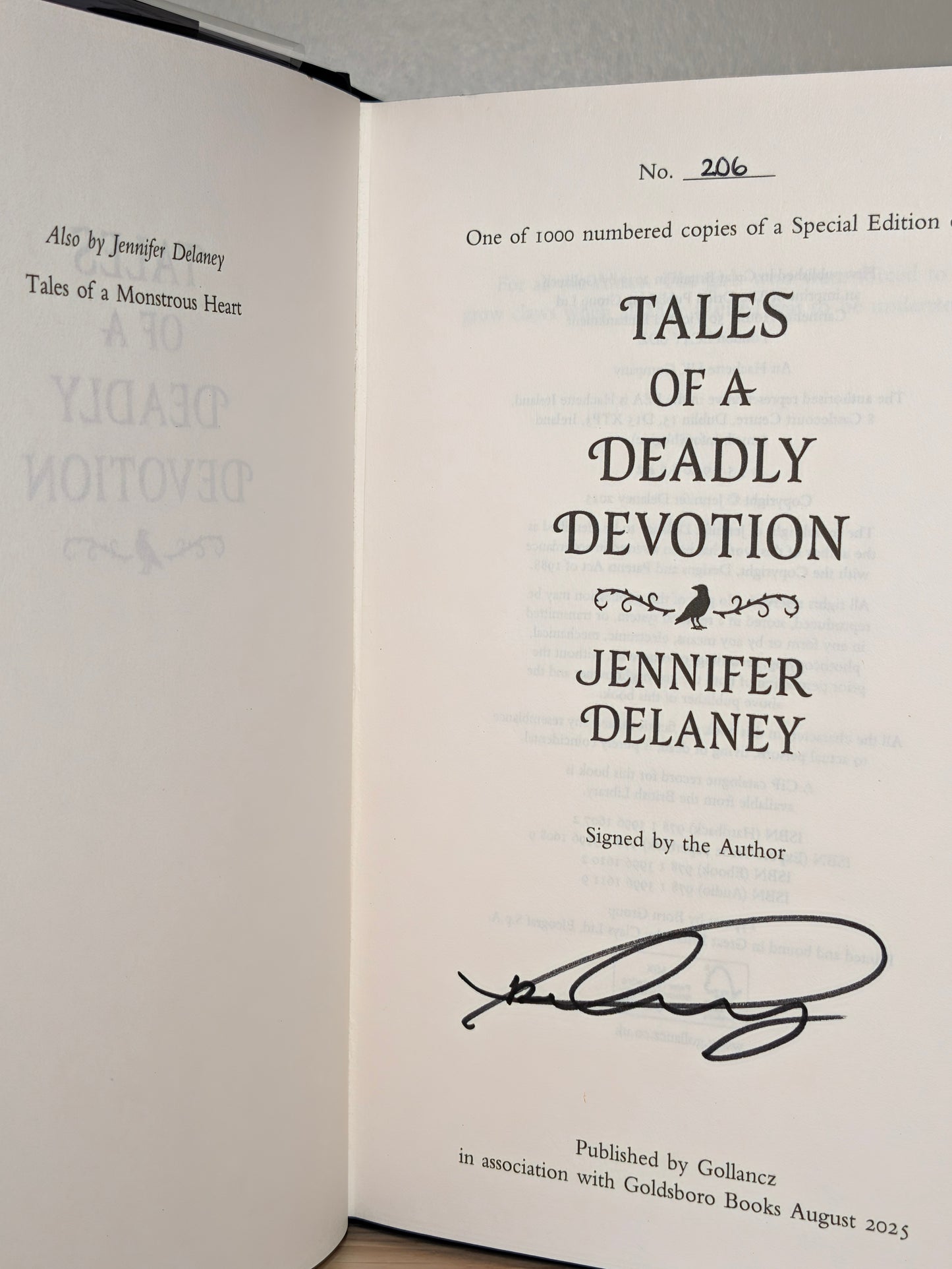 Tales of a Monstrous Heart; Tales of a Deadly Devotion; Tales of a Treacherous Fate (Signed Numbered Set with sprayed edges)