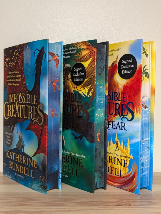 Impossible Creatures; Poisoned King; Neverfear by Katherine Rundell (Signed Set with sprayed edges)