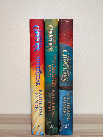Impossible Creatures; Poisoned King; Neverfear by Katherine Rundell (Signed Set with sprayed edges)