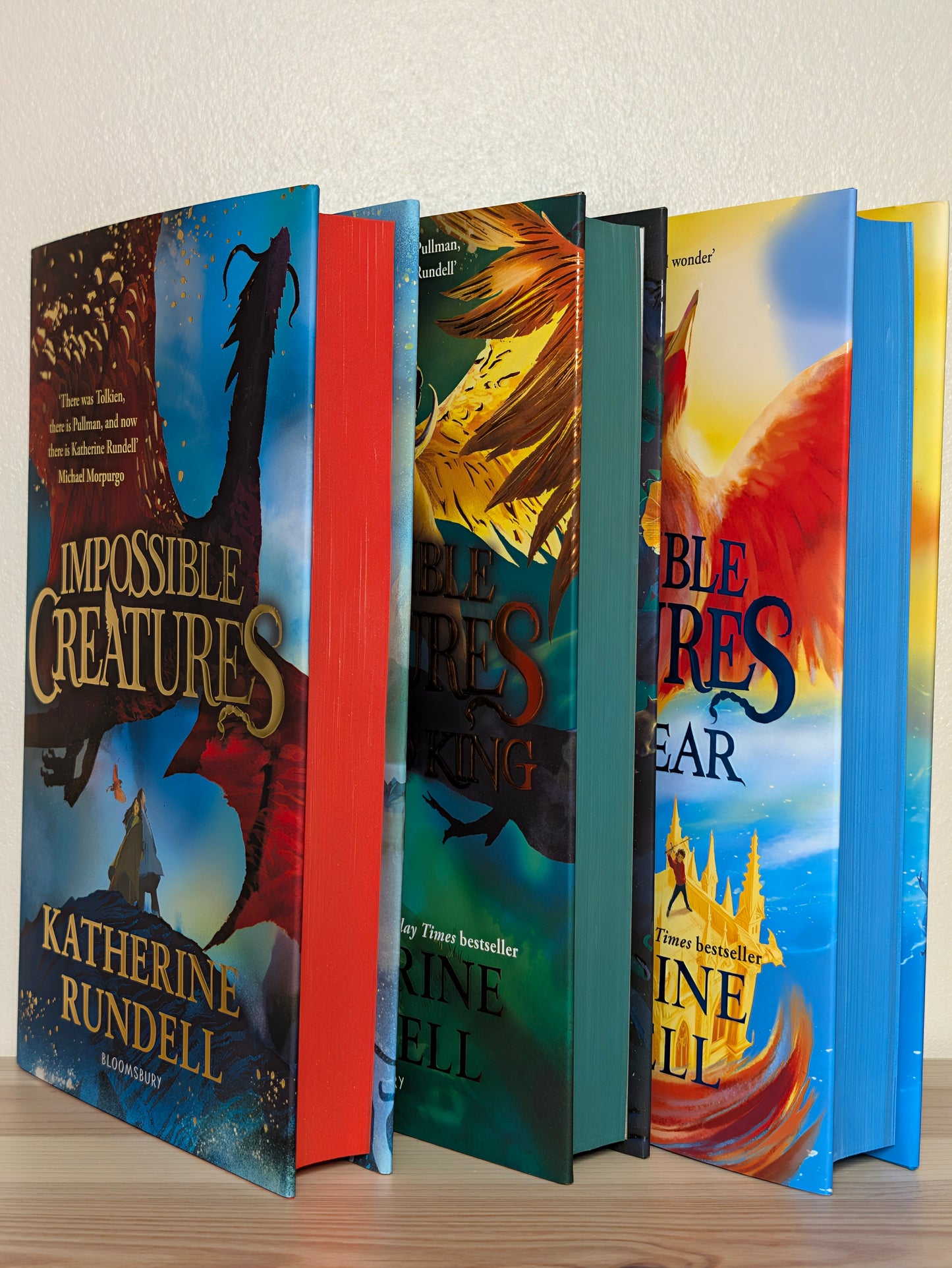 Impossible Creatures; Poisoned King; Neverfear by Katherine Rundell (Signed Set with foil on boards)