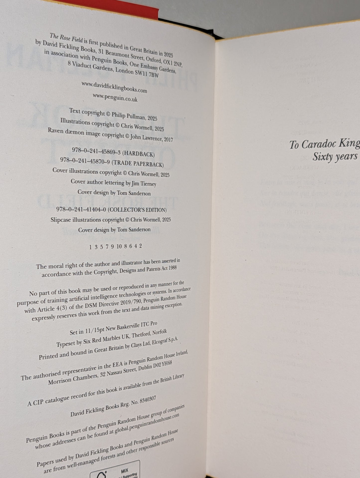 The Rose Field by Philip Pullman (Signed First Edition with sprayed edges)