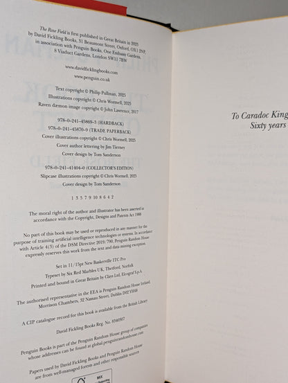 The Rose Field by Philip Pullman (Signed First Edition with sprayed edges)