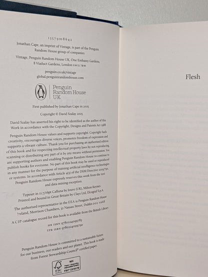 Flesh by David Szalay (Signed Dated First Edition)