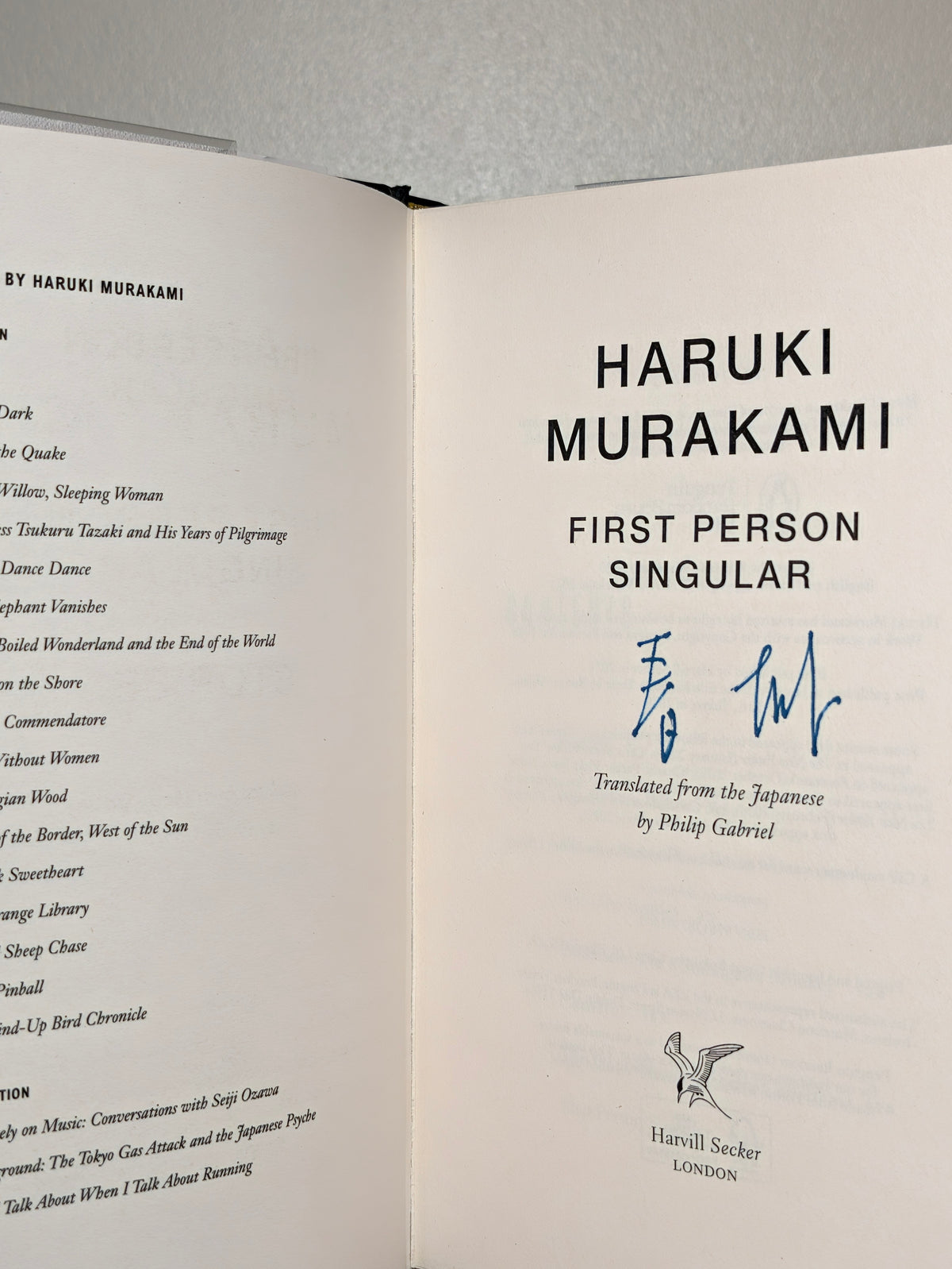 First Person Singular: Stories by Haruki Murakami (Signed)