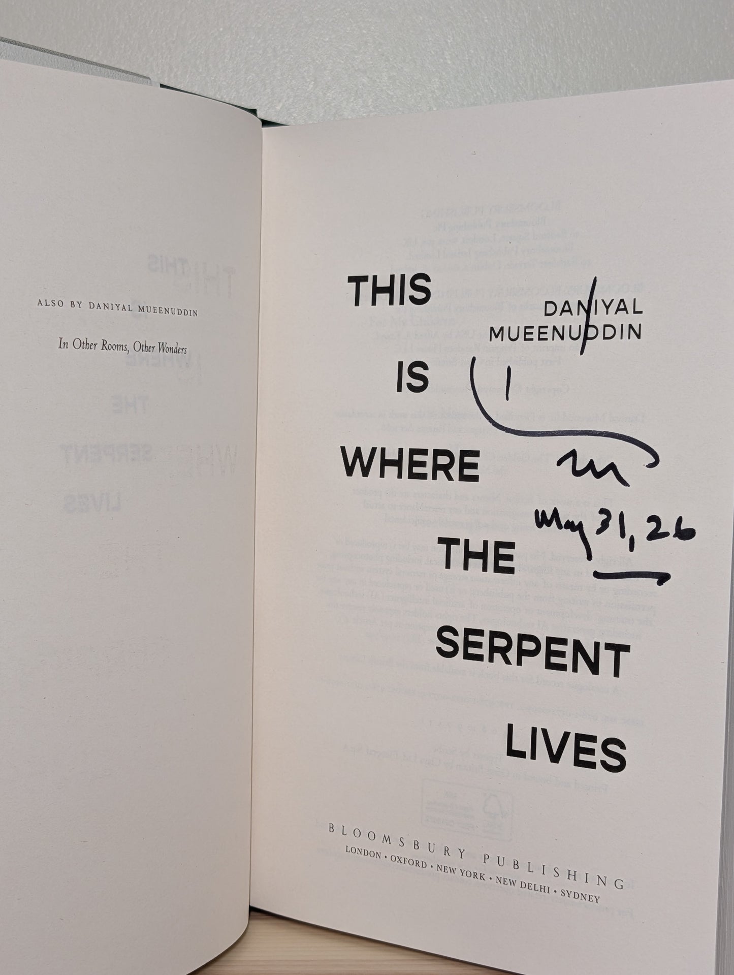 This is Where the Serpent Lives by Daniyal Mueenuddin (Signed Dated First Edition)