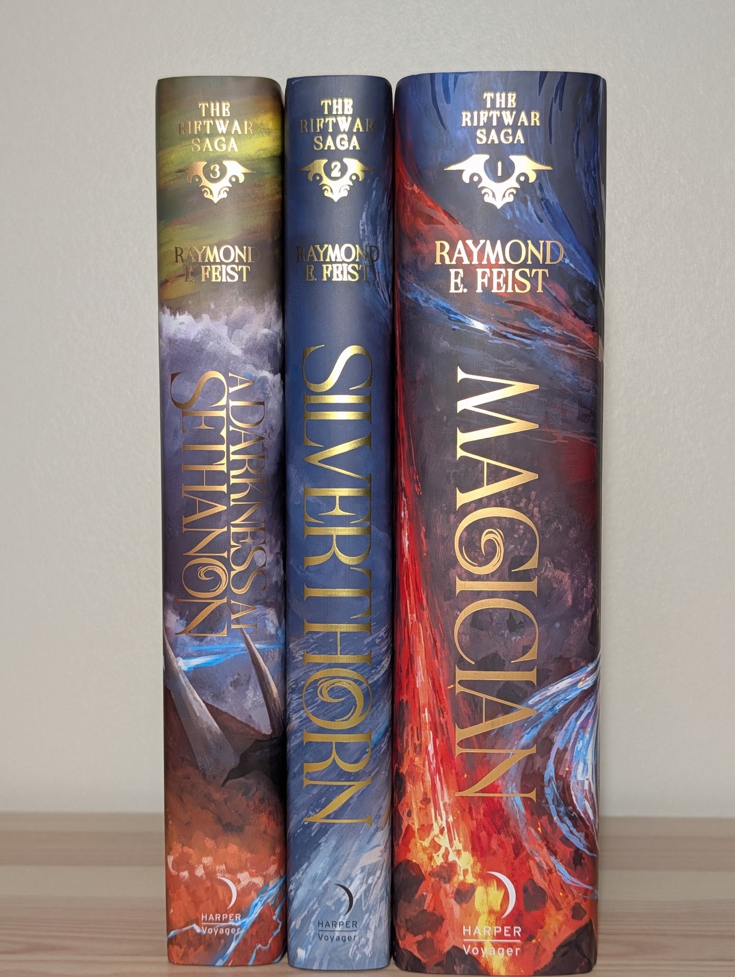 Riftwar Saga: Magician; Silverthorn; A Darkness at Sethanon by Raymond E. Feist (Signed Deluxe Edition with sprayed edges)