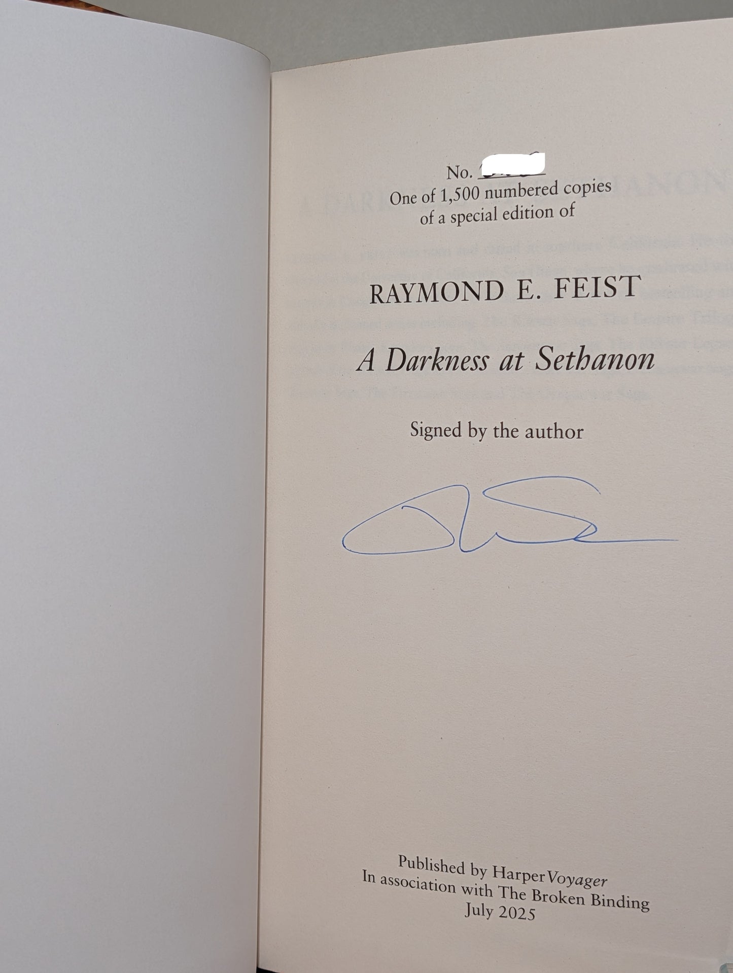 Riftwar Saga: Magician; Silverthorn; A Darkness at Sethanon by Raymond E. Feist (Signed Deluxe Edition with sprayed edges)