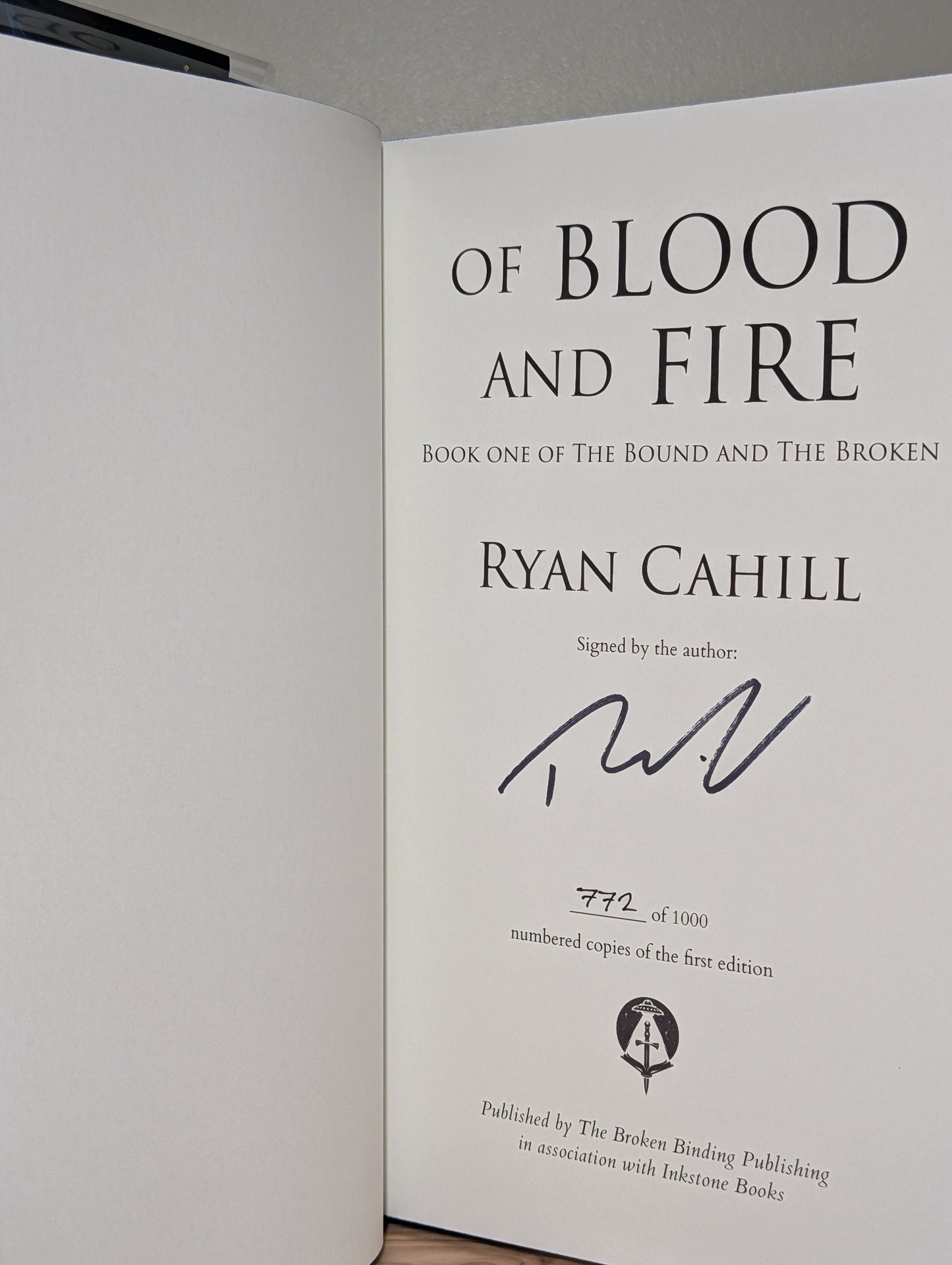 Of Blood And Fire and The Fall by Ryan Cahill (Signed Numbered Set with sprayed edges)
