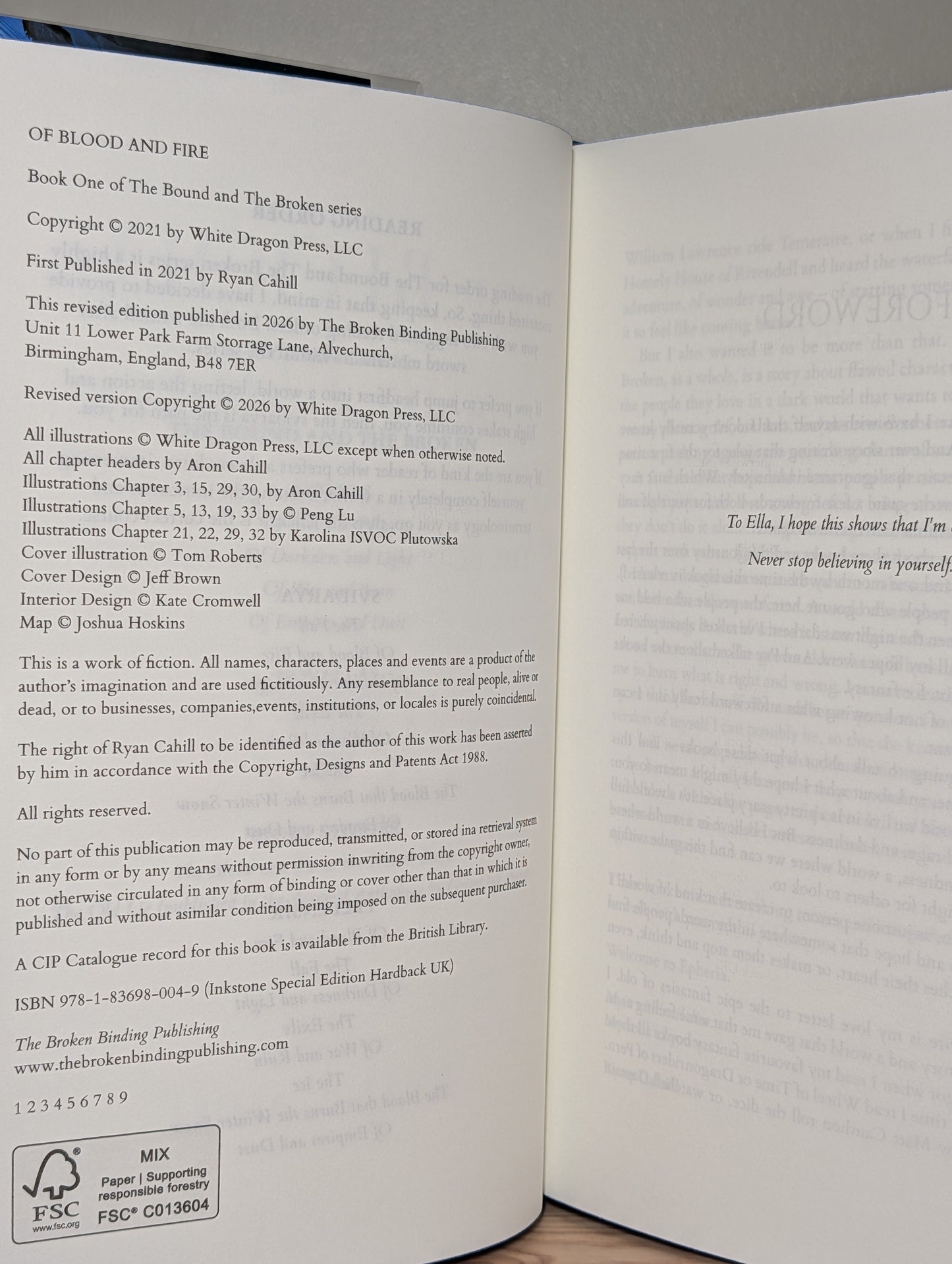 Of Blood And Fire and The Fall by Ryan Cahill (Signed Numbered Set with sprayed edges)