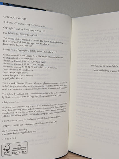 Of Blood And Fire and The Fall by Ryan Cahill (Signed Numbered Set with sprayed edges)