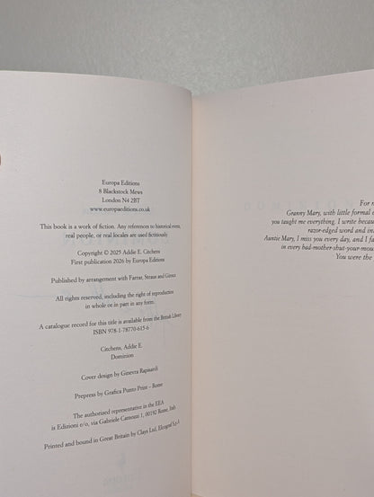 Dominion by Addie E. Citchens (Signed First Edition)
