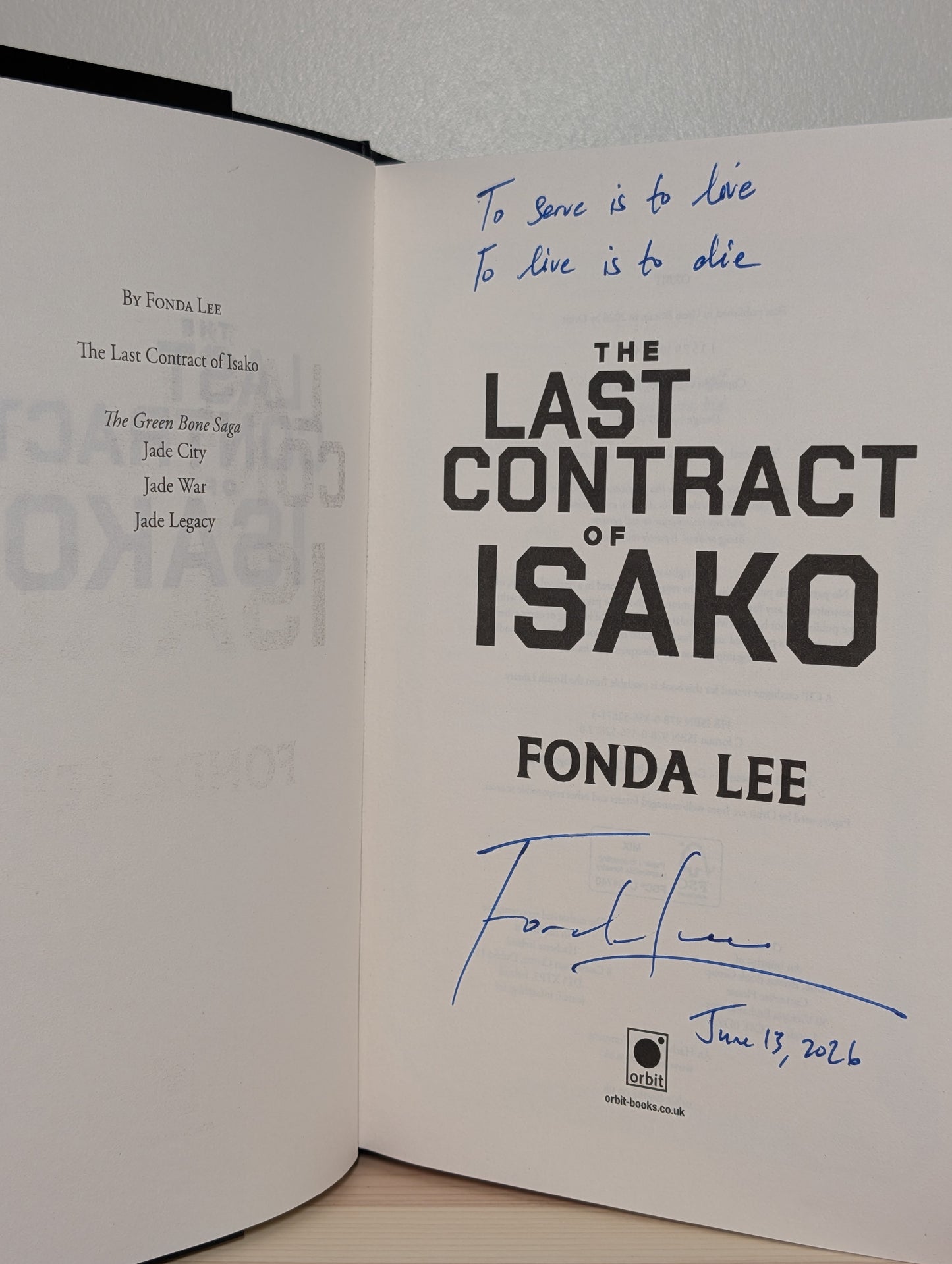 The Last Contract of Isako by Fonda Lee (Signed Lined First Edition)