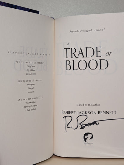 A Trade of Blood by Robert Jackson Bennett (Signed First Edition)