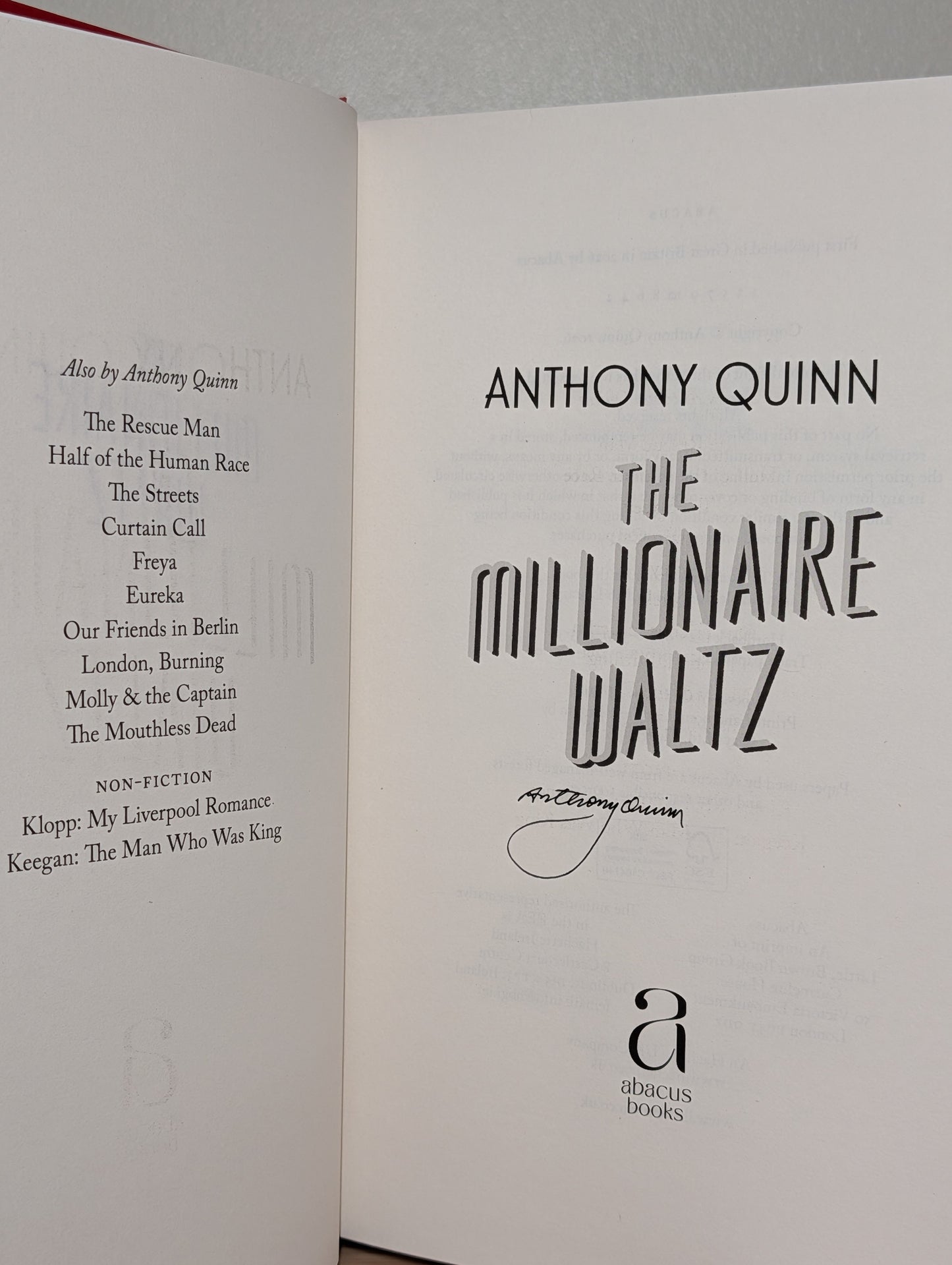 The Millionaire Waltz by Anthony Quinn (Signed First Edition)
