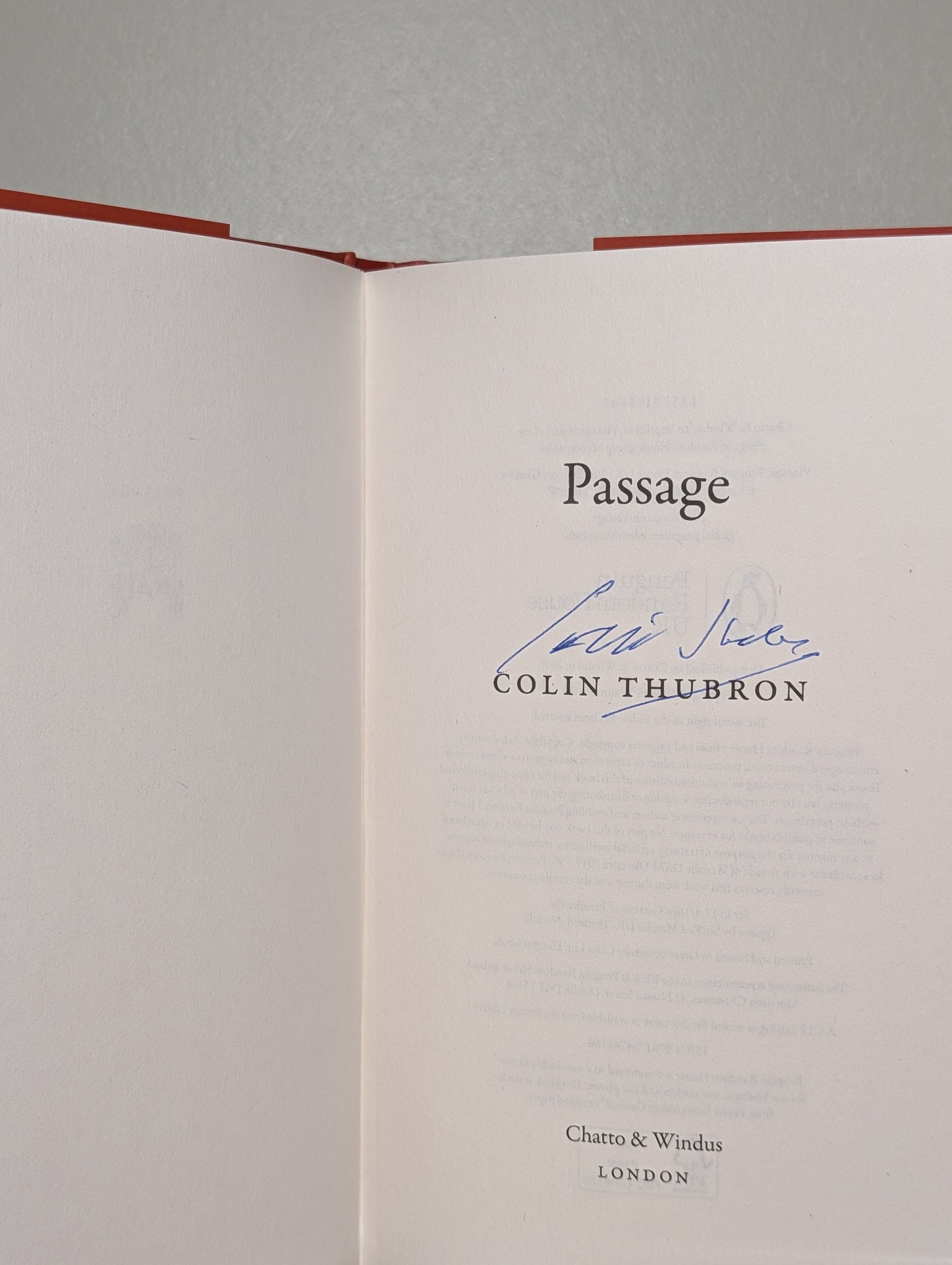 Passage by Colin Thubron (Signed First Edition)