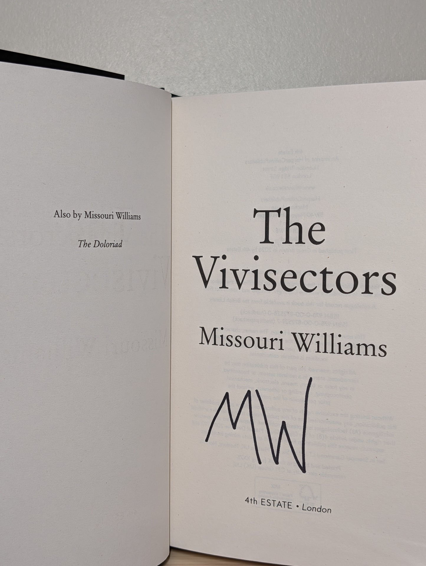 The Vivisectors by Missouri Williams (Signed First Edition)