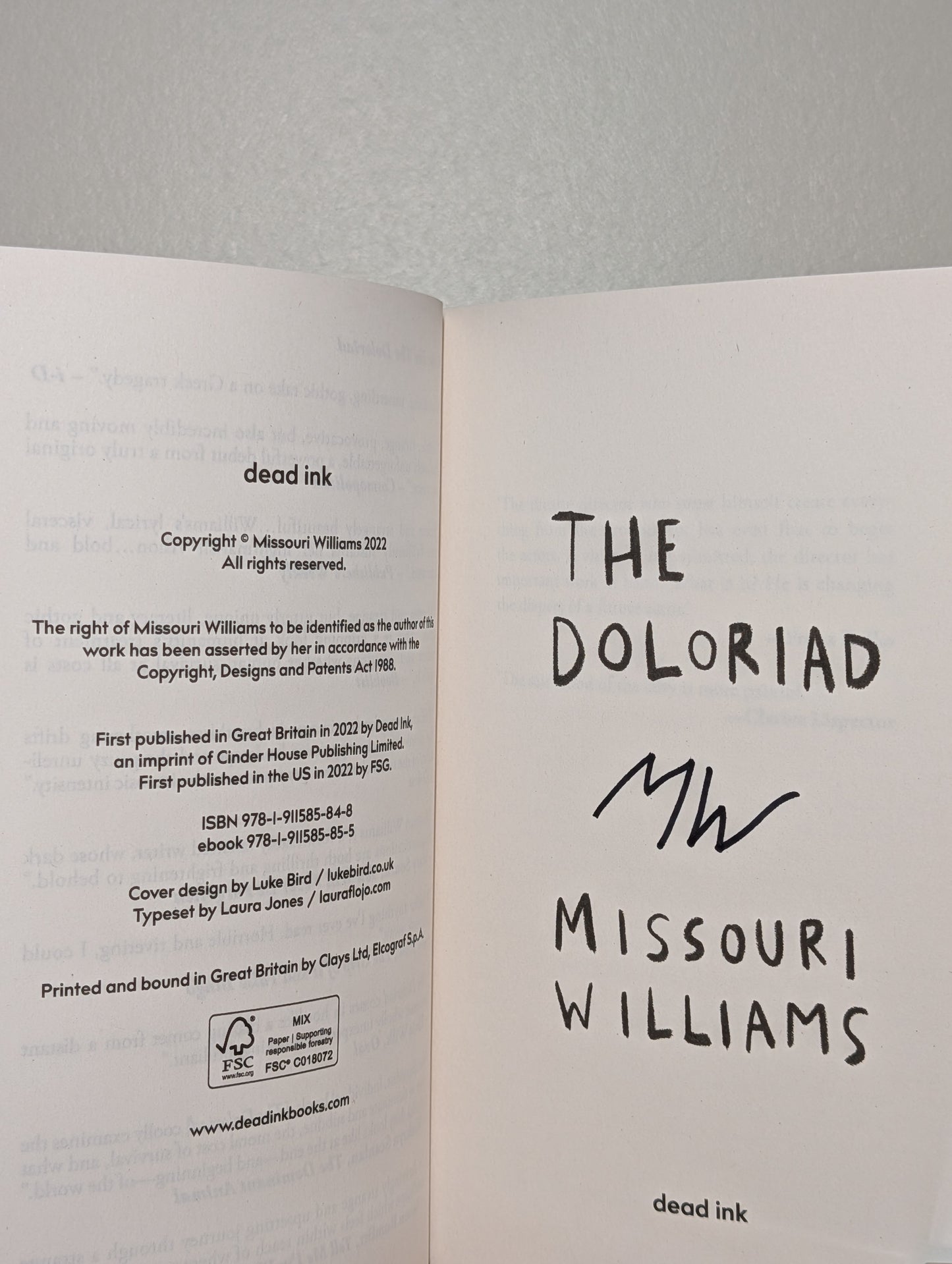 The Doloriad by Missouri Williams (Signed)