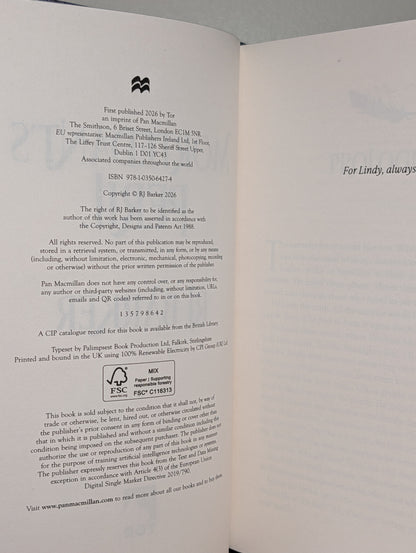 Mortedant's Peril by RJ Barker (Signed First Edition with sprayed edges)
