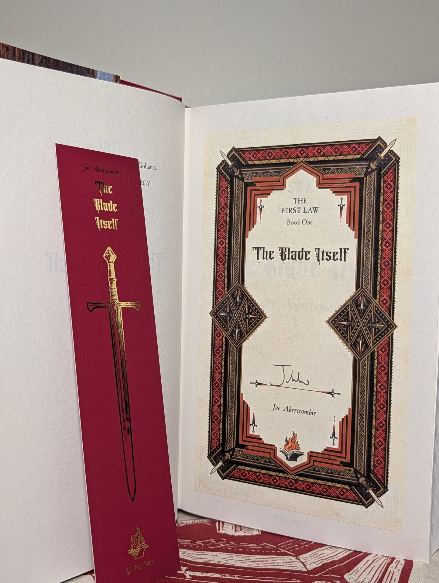First Law: Blade Itself; Before They Are Hanged; Last Argument of Kings by Joe Abercrombie (Signed Deluxe Edition with sprayed edges)