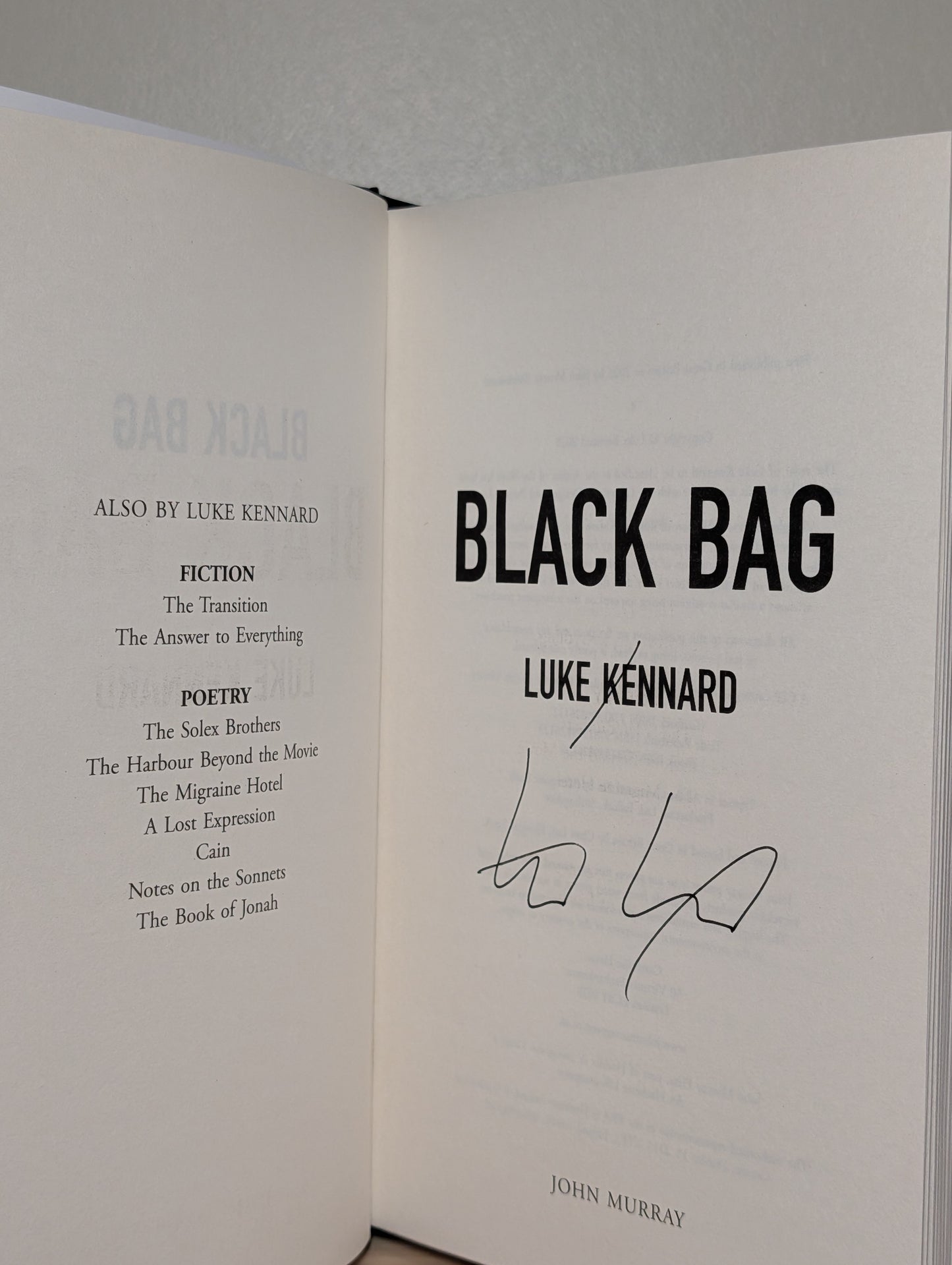 Black Bag by Luke Kennard (Signed Edition)
