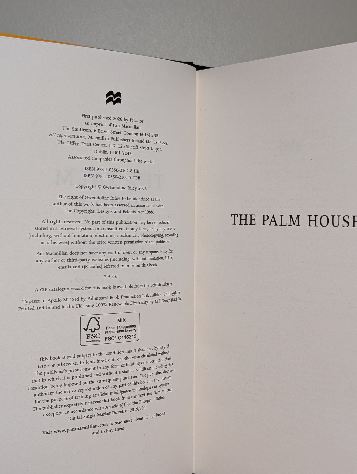 The Palm House by Gwendoline Riley (Signed)