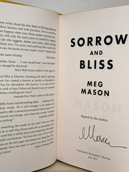 Sorrow and Bliss by Meg Mason (Signed First Edition with sprayed edges)