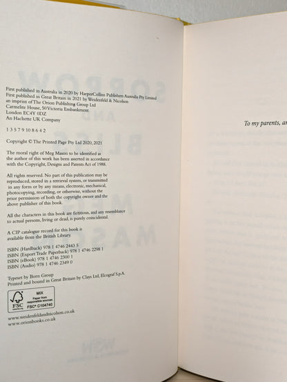 Sorrow and Bliss by Meg Mason (Signed First Edition with sprayed edges)