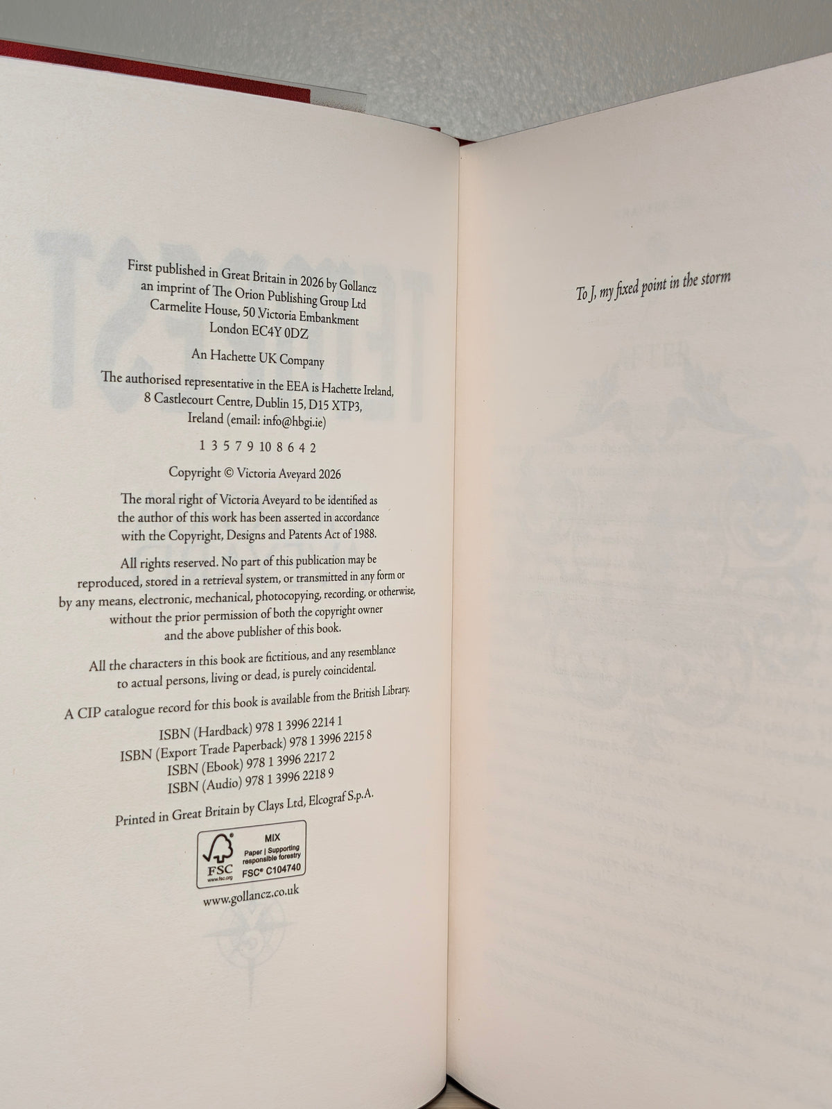 Tempest by Victoria Aveyard (Signed First Edition with sprayed edges) - Fialta Books