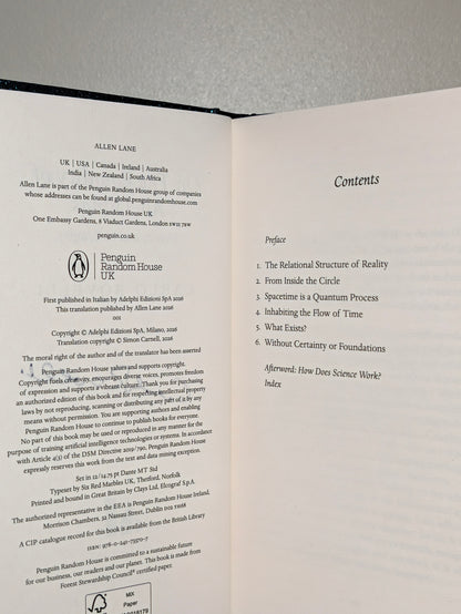 On the Equality of All Things by Carlo Rovelli (Signed First Edition)